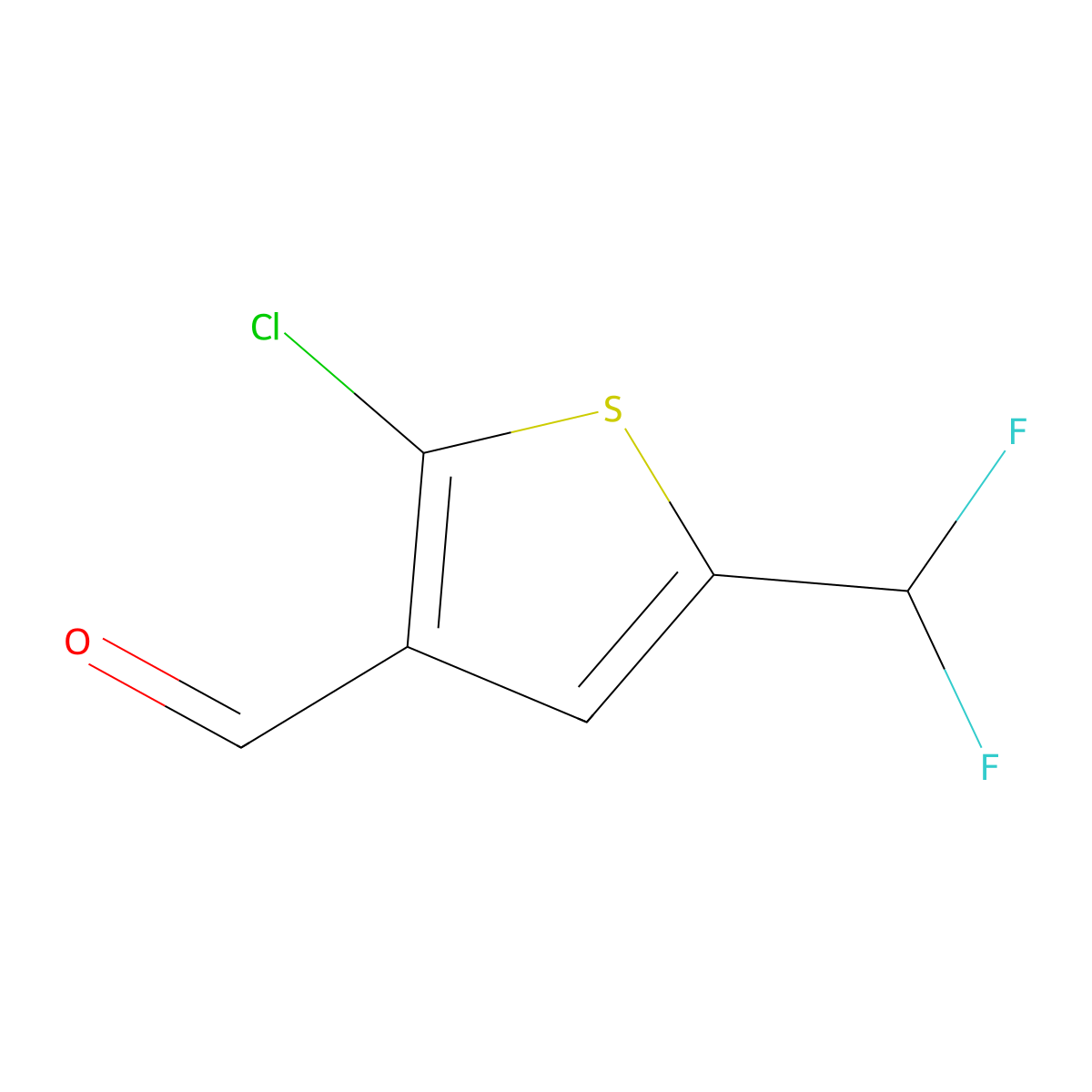 2-Chloro-5-(difluoromethyl)thiophene-3-carbaldehyde molecular structure, CAS 1784667-73-7