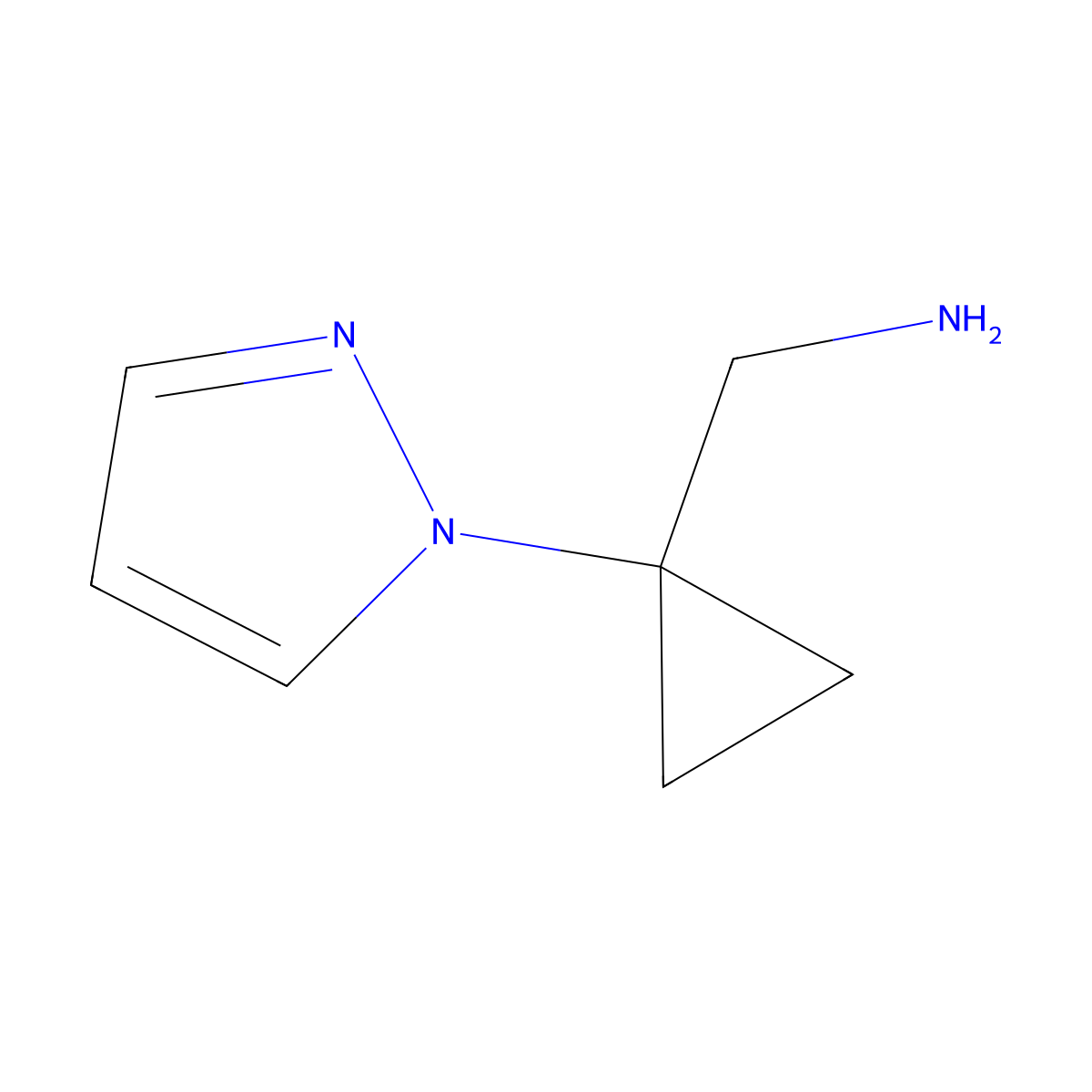 [1-(1H-pyrazol-1-yl)cyclopropyl]methanamine molecular structure, CAS 1784673-27-3