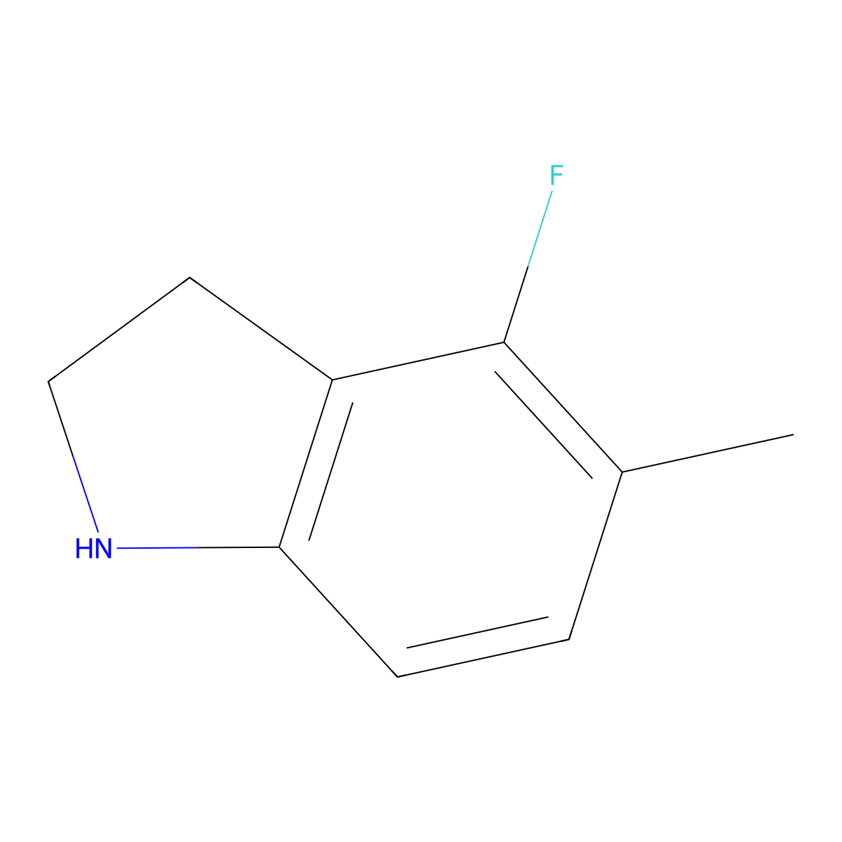 4-Fluoro-5-methylindoline molecular structure, CAS 1784677-83-3