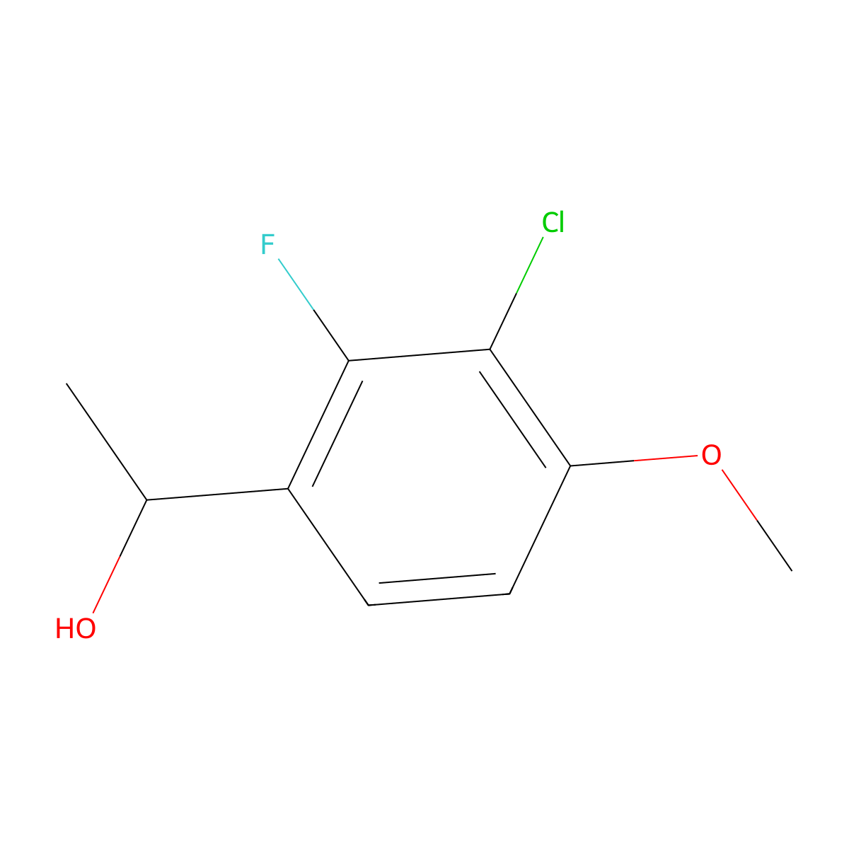 1-(3-Chloro-2-fluoro-4-methoxyphenyl)ethanol molecular structure, CAS 1784679-56-6