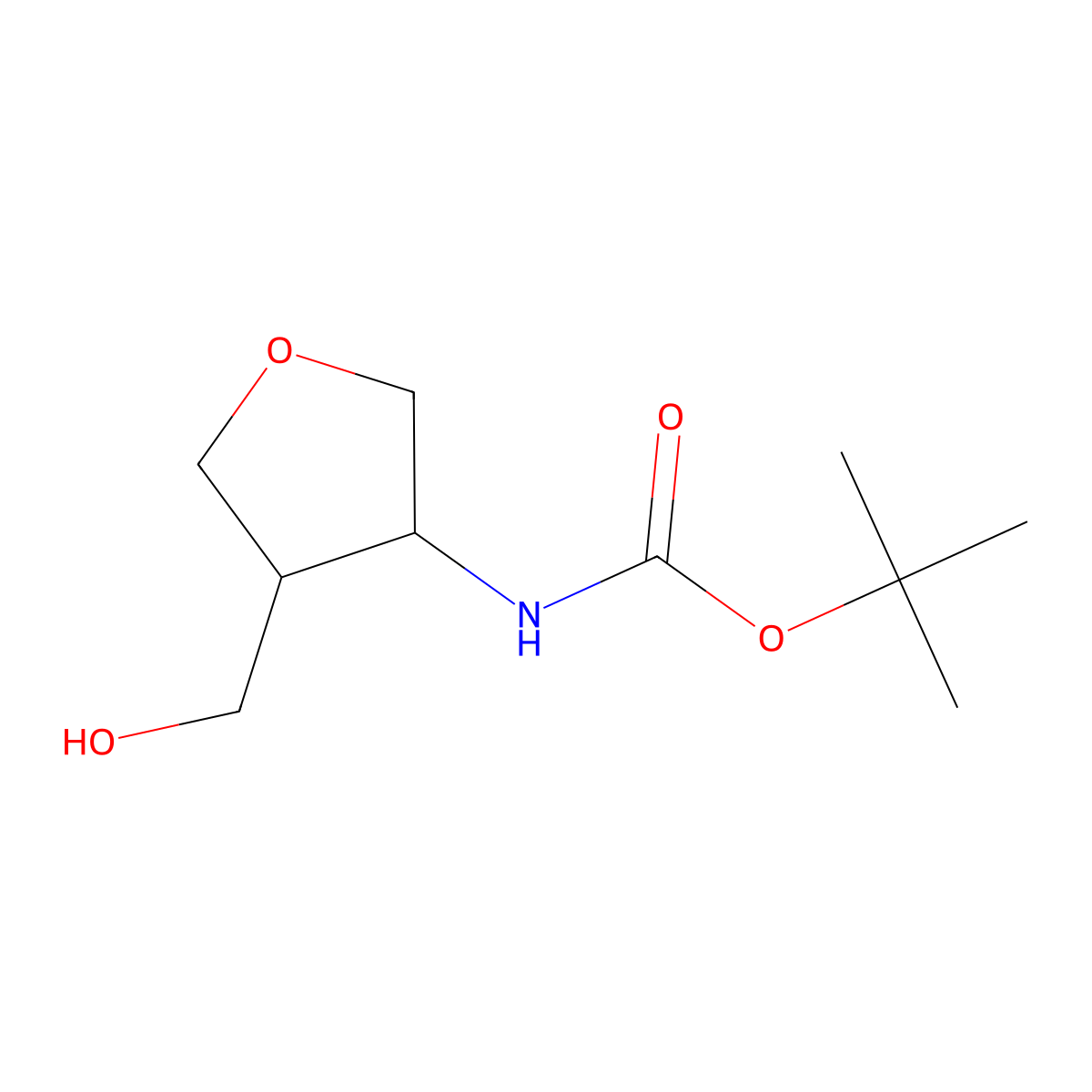 (4-Hydroxymethyl-tetrahydro-furan-3-yl)-carbamic acid tert-butyl ester molecular structure, CAS 1784684-32-7