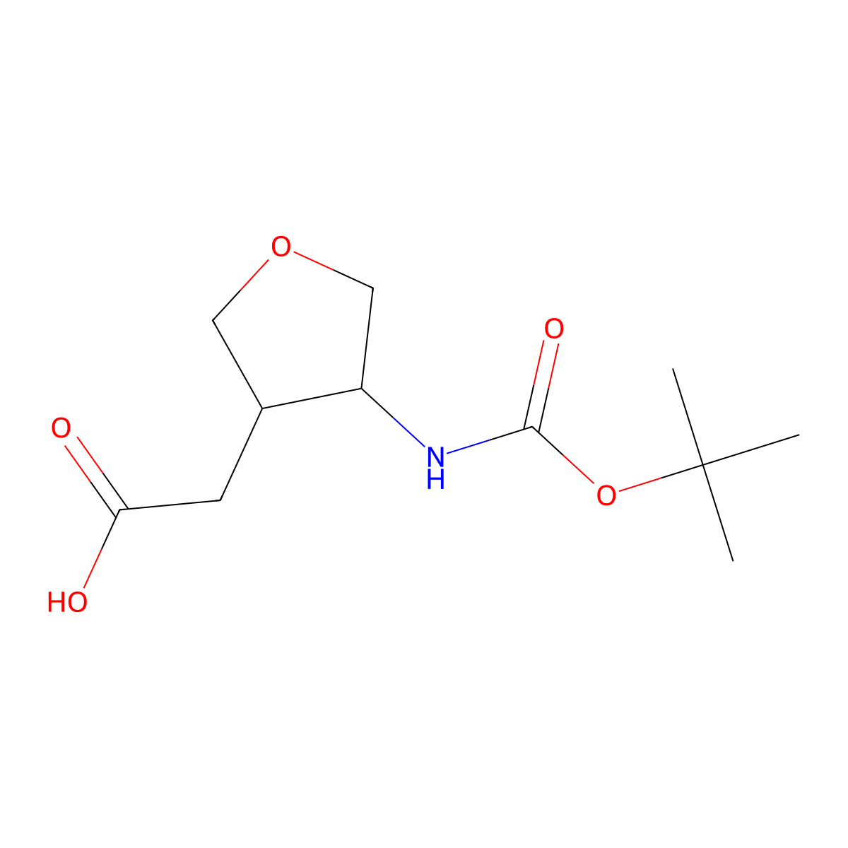 2-(4-(((Tert-butoxy)carbonyl)amino)oxolan-3-yl)acetic acid molecular structure, CAS 1784684-42-9