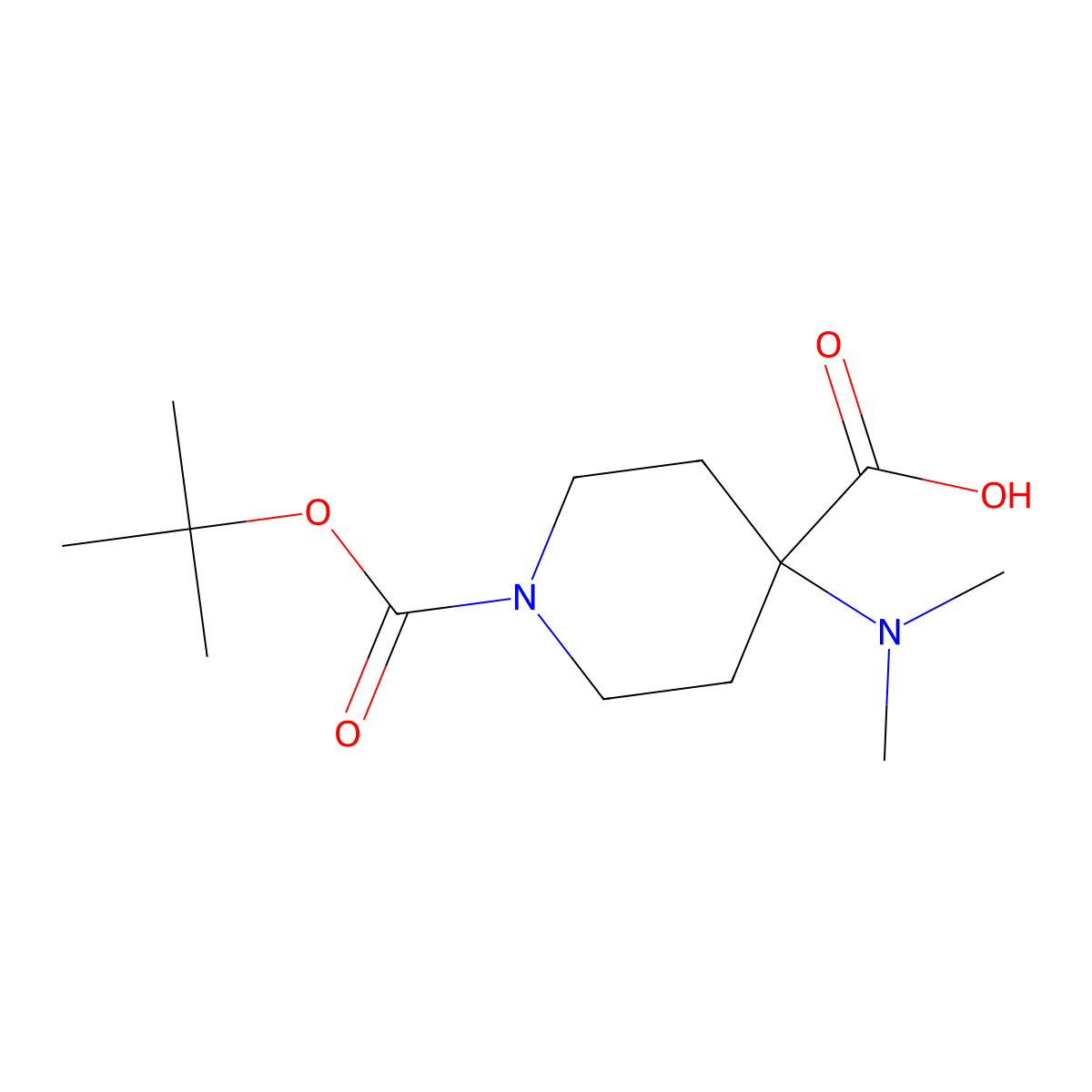 1-[(Tert-butoxy)carbonyl]-4-(dimethylamino)piperidine-4-carboxylic acid molecular structure, CAS 1784685-27-3