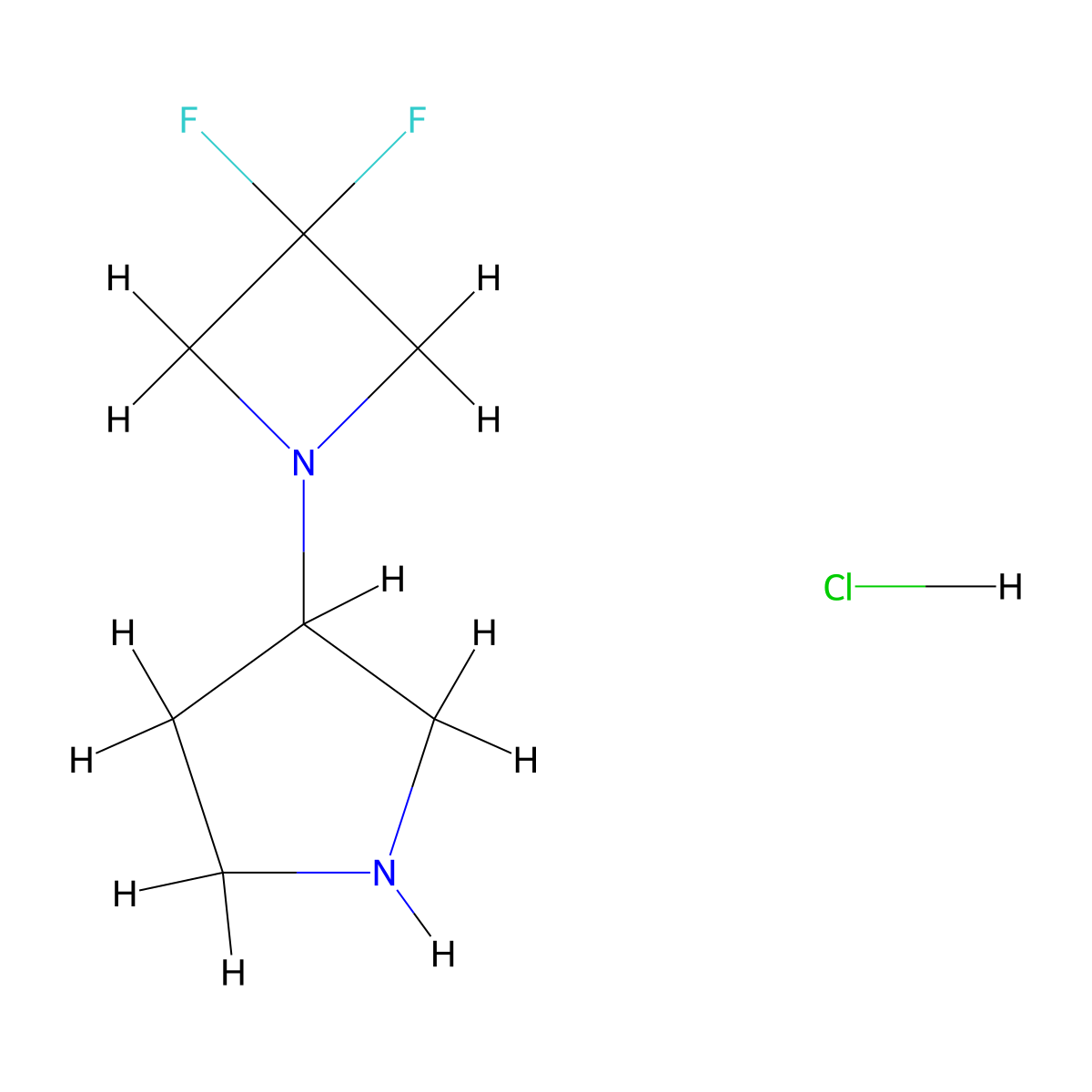 3-(3,3-Difluoroazetidin-1-yl)pyrrolidine hydrochloride molecular structure, CAS 1784688-01-2