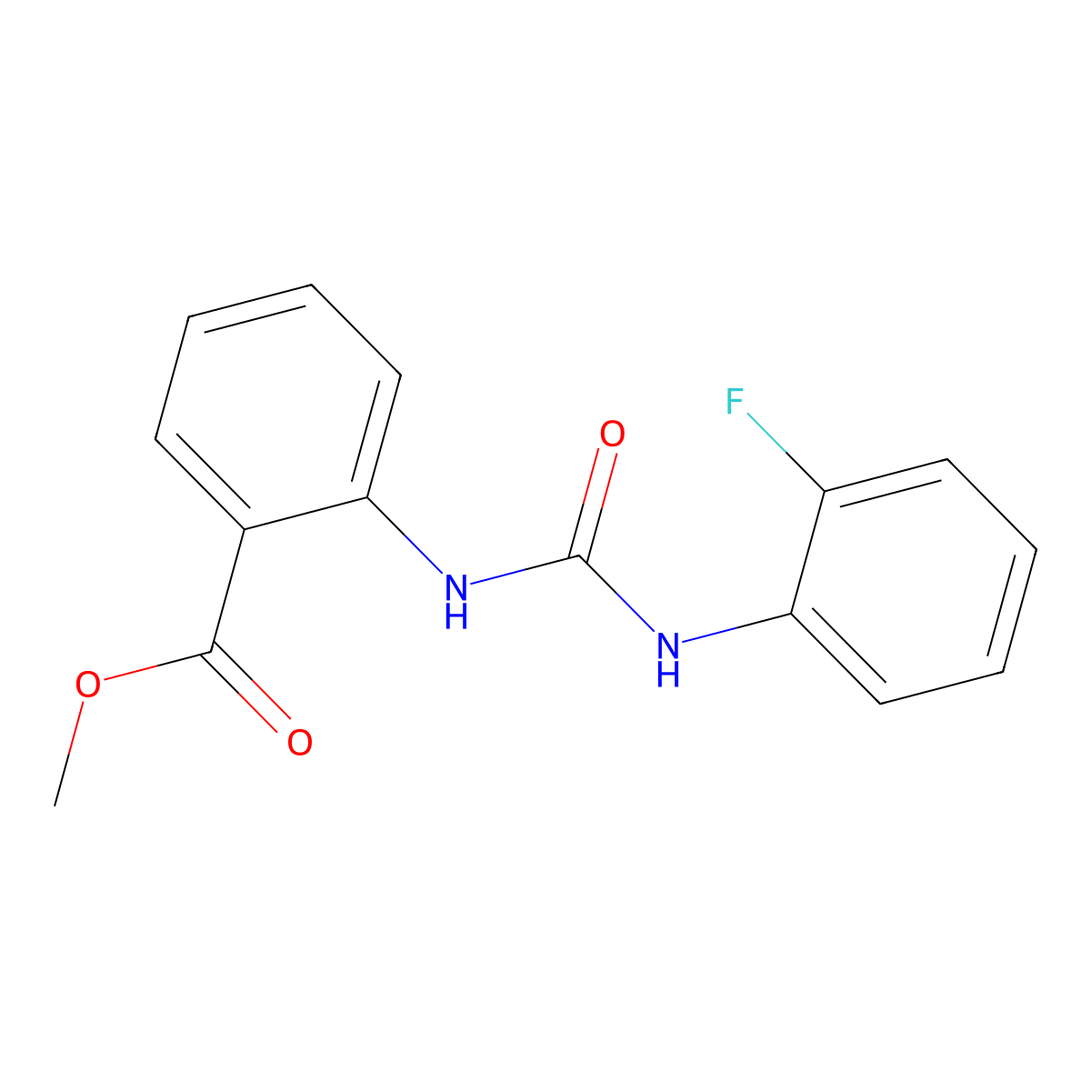 Methyl 2-{[(2-fluoroanilino)carbonyl]amino}benzoate molecular structure, CAS 178469-02-8