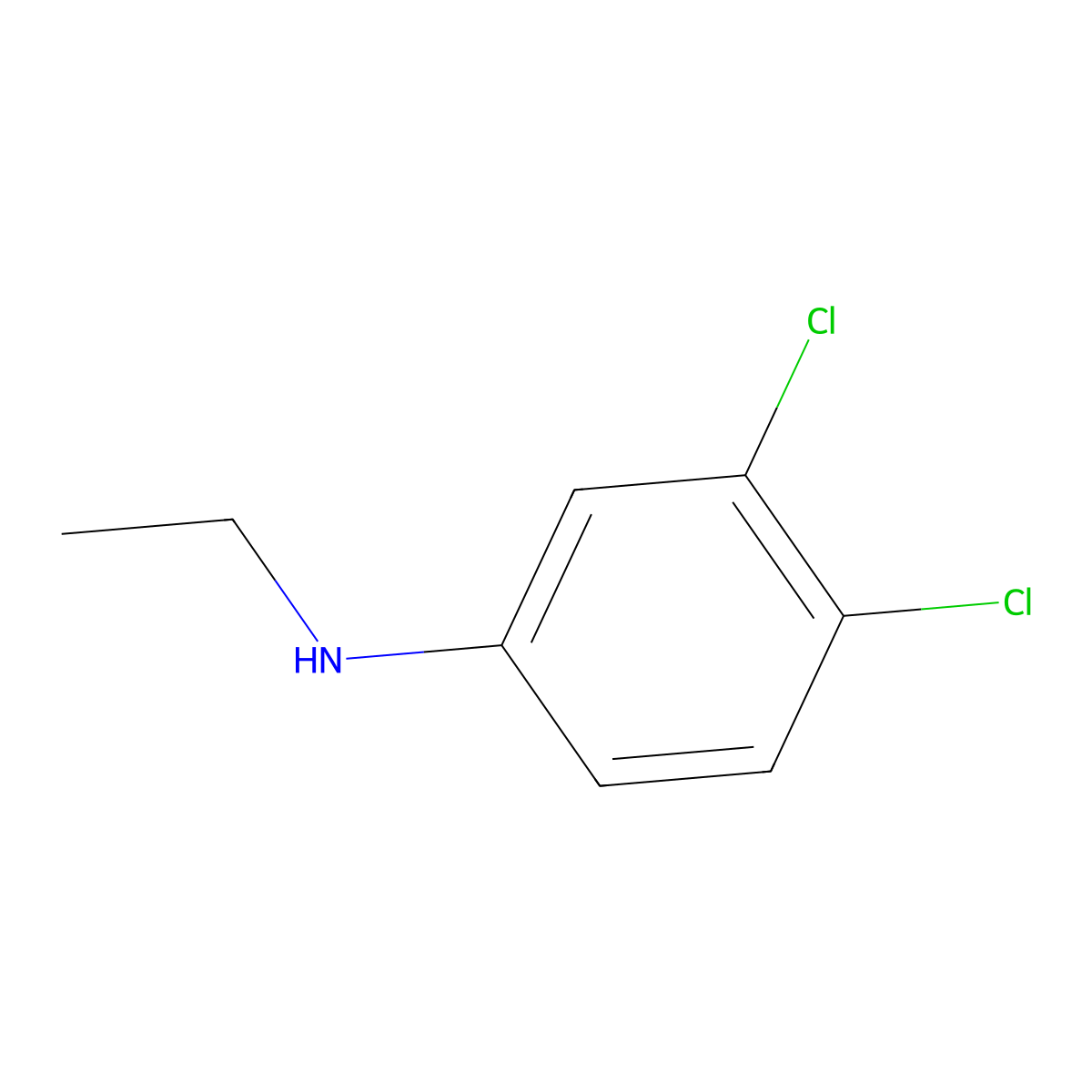 (3,4-Dichloro-phenyl)-ethyl-amine molecular structure, CAS 17847-40-4