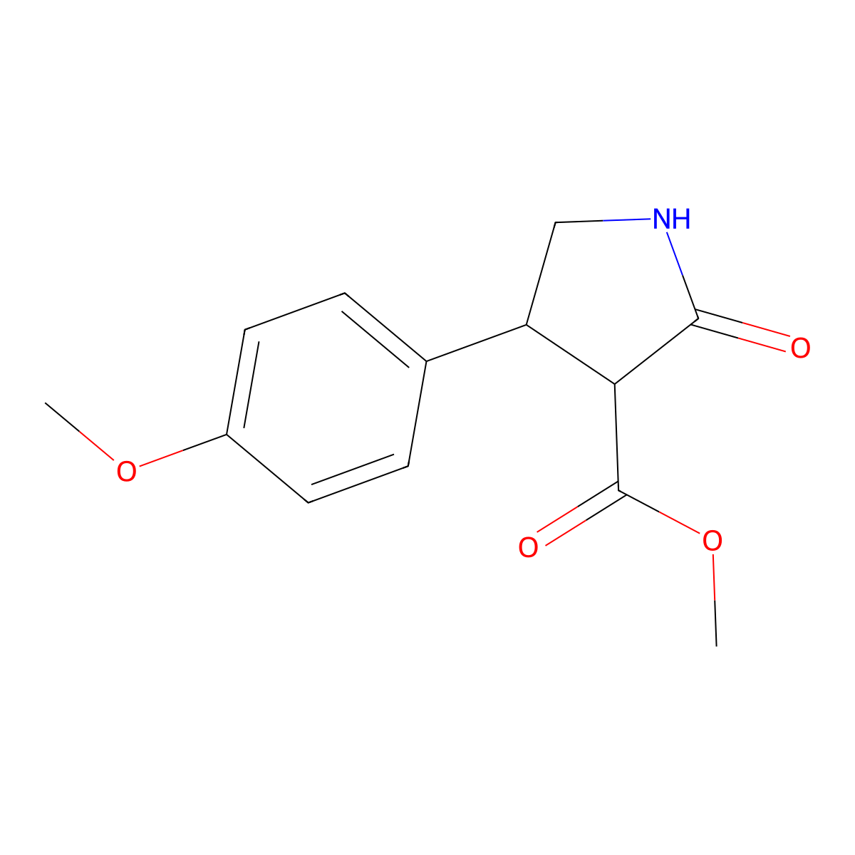 Methyl (3R,4S)-4-(4-methoxyphenyl)-2-oxo-pyrrolidine-3-carboxylate molecular structure, CAS 1784747-51-8