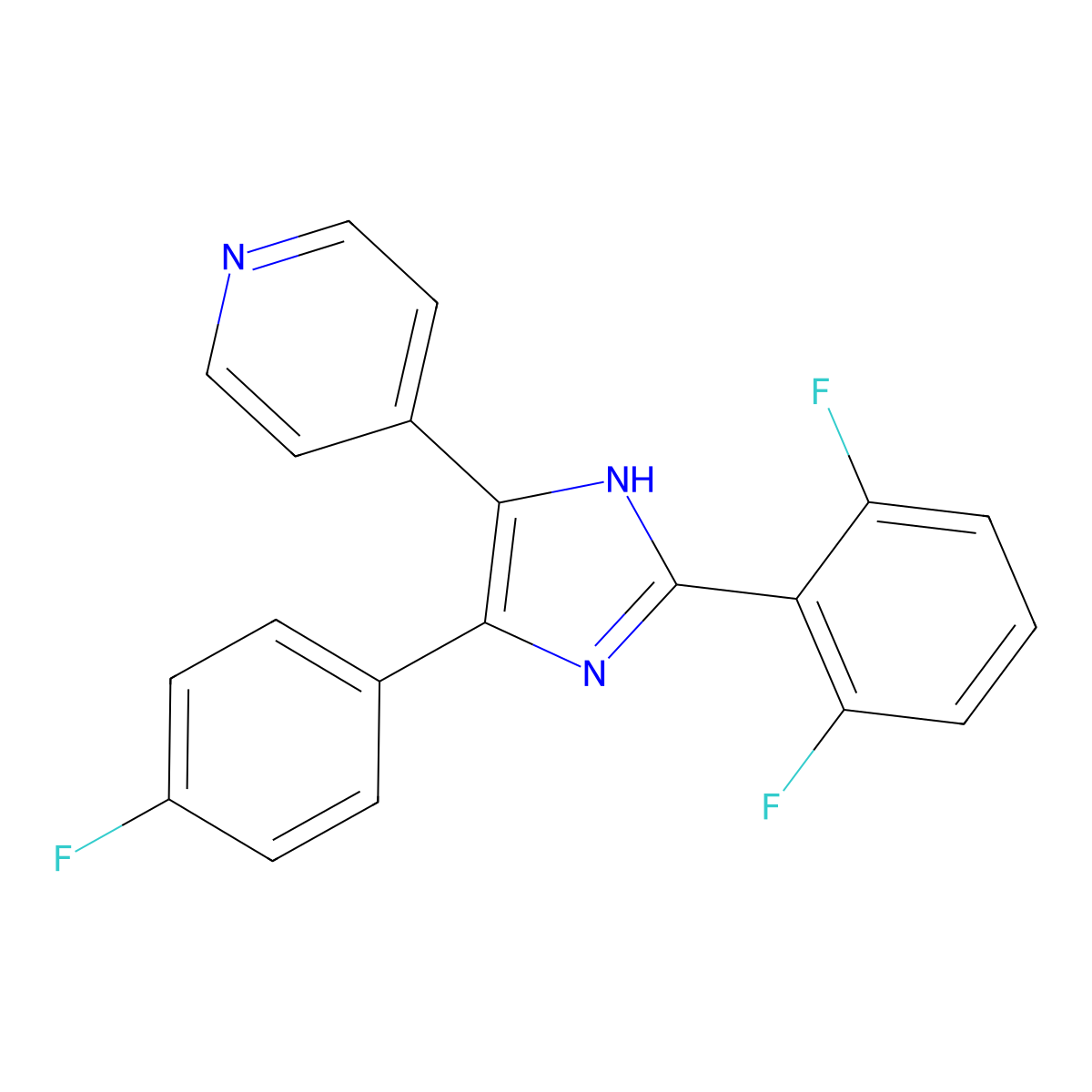 4-[2-(2,6-difluorophenyl)-4-(4-fluorophenyl)-1H-imidazol-5-yl]pyridine molecular structure, CAS 1784751-18-3