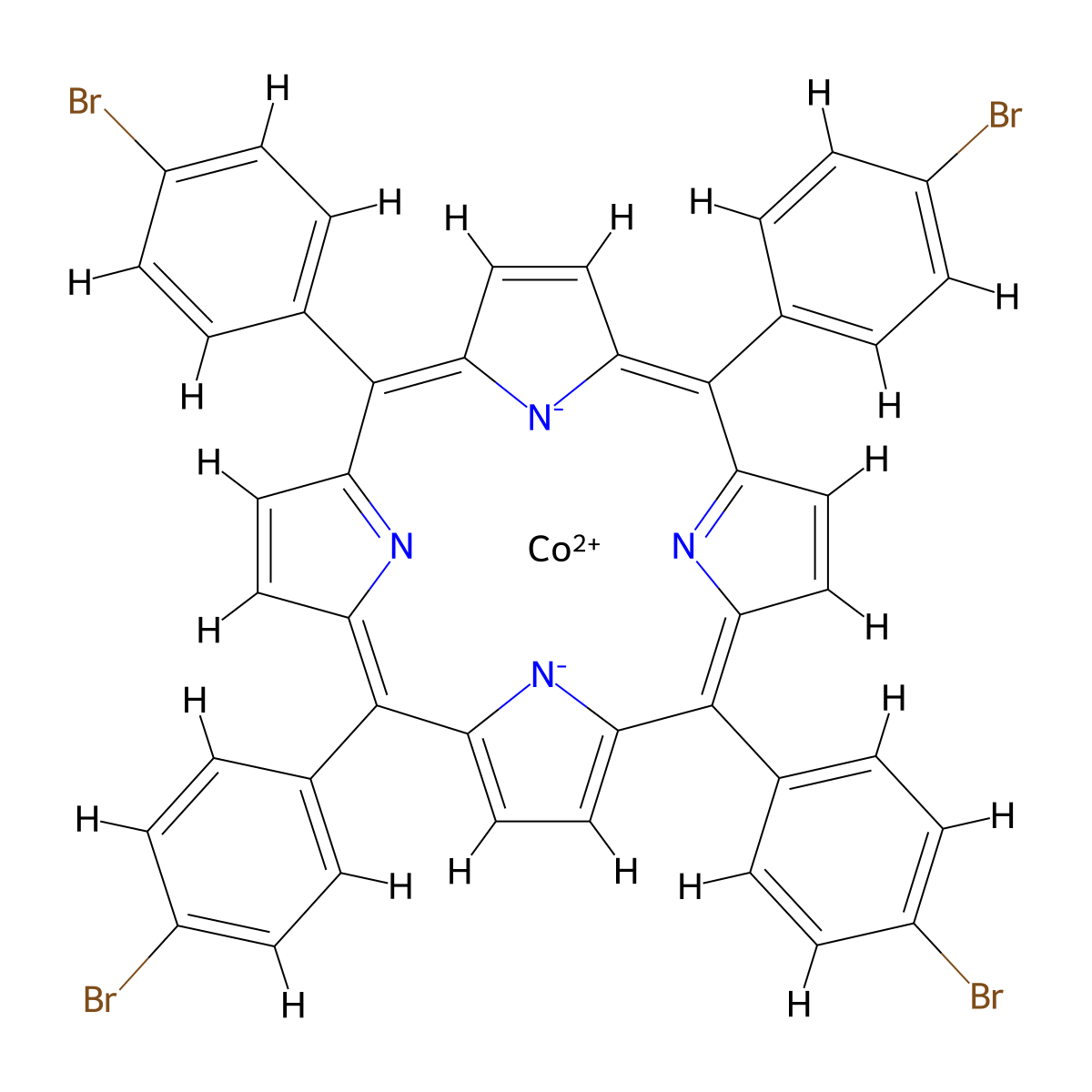 (SP-4-1)-[5,10,15,20-Tetrakis(4-bromophenyl)-21H,23H-porphinato(2-)-κN21,κN22,κN23,κN24]cobalt molecular structure, CAS 178476-63-6