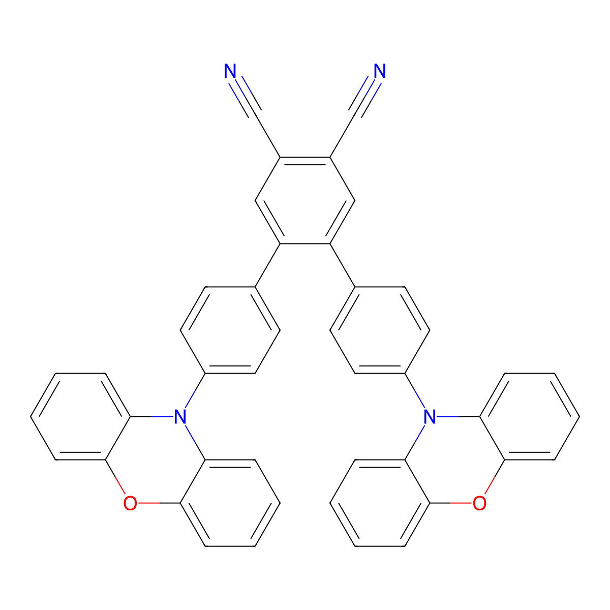4,4''-Di-10H-phenoxazin-10-yl[1,1':2',1''-terphenyl]-4',5'-dicarbonitrile molecular structure, CAS 1784766-39-7