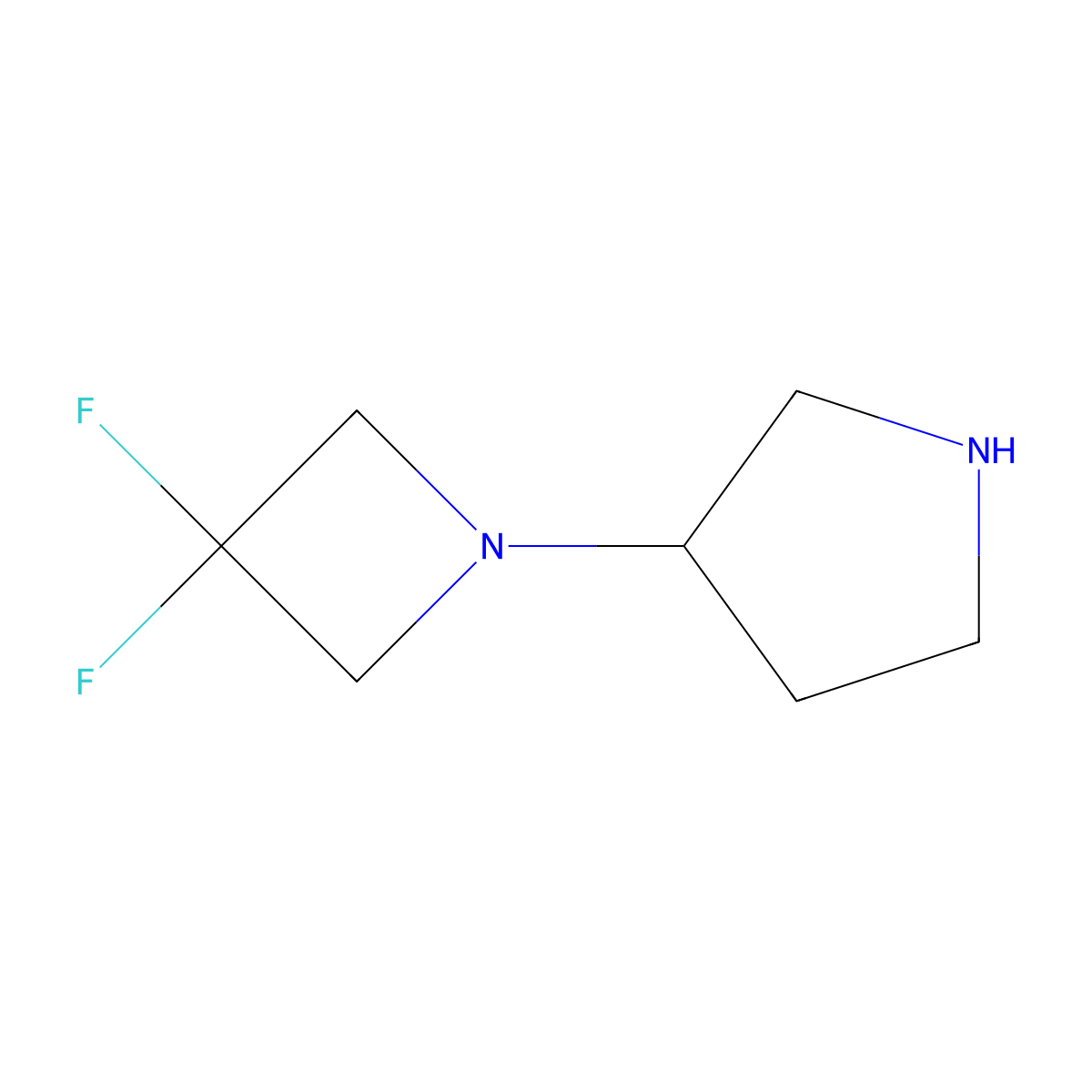 3-(3,3-Difluoroazetidin-1-yl)pyrrolidine molecular structure, CAS 1784780-67-1