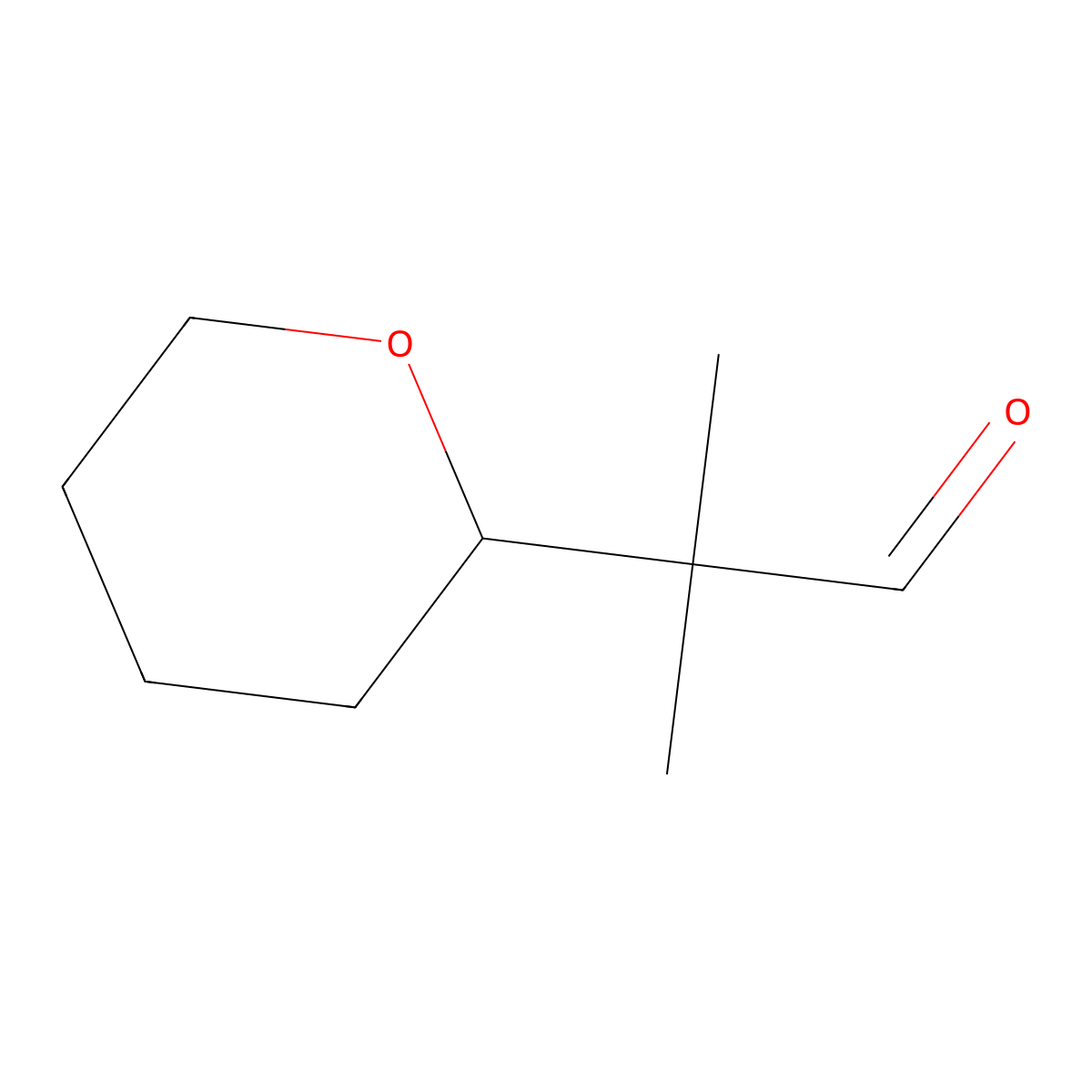 2-Methyl-2-(oxan-2-yl)propanal molecular structure, CAS 1784782-30-4