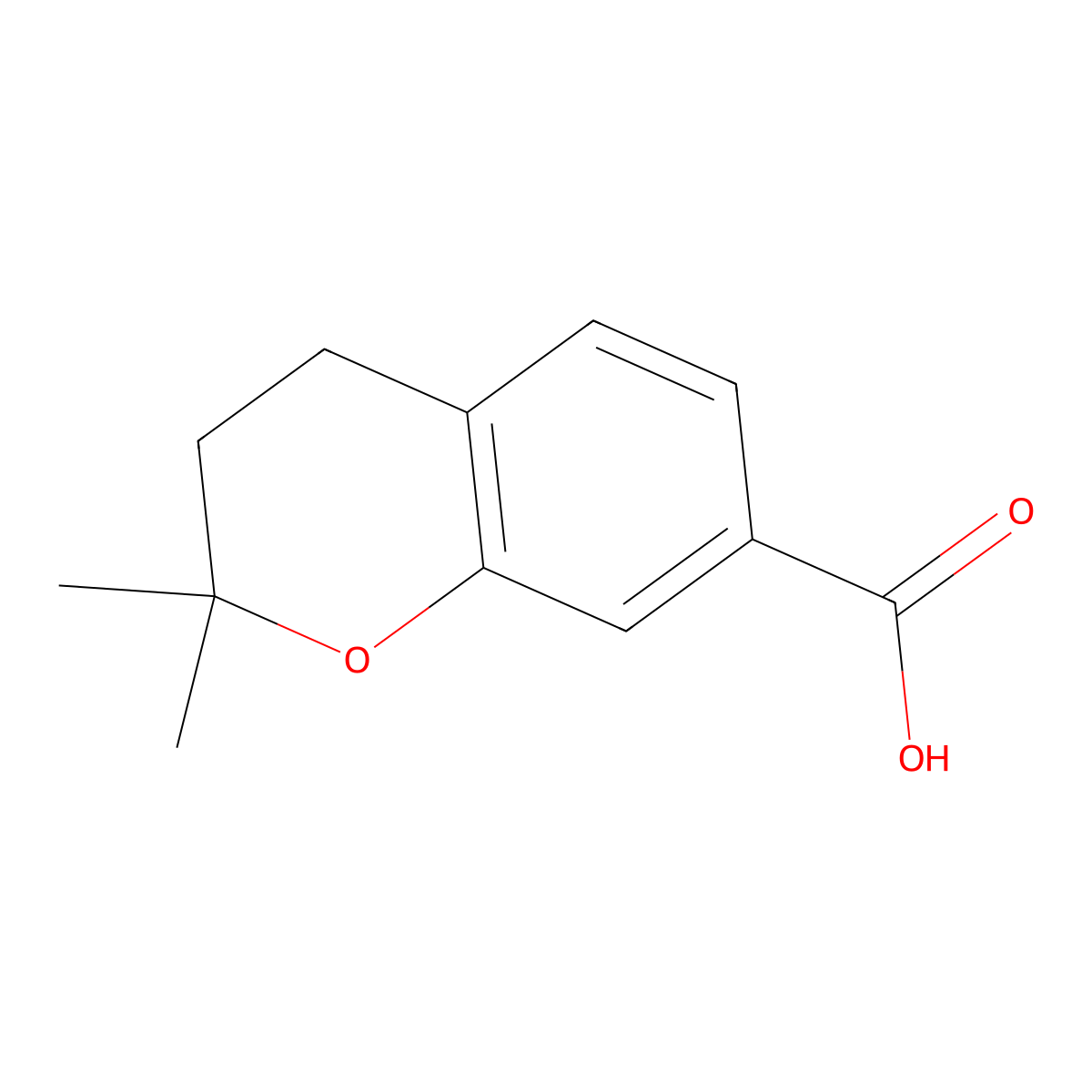 2,2-dimethyl-3,4-dihydro-2H-1-benzopyran-7-carboxylic acid molecular structure, CAS 1784790-08-4