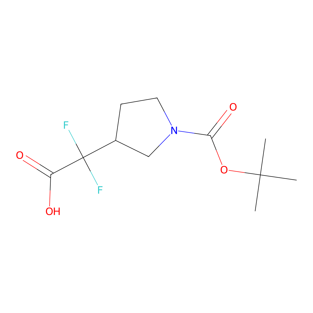2-(1-((Tert-butoxy)carbonyl)pyrrolidin-3-yl)-2,2-difluoroacetic acid molecular structure, CAS 1784795-35-2