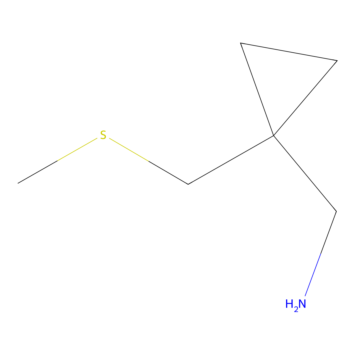 1-{1-[(Methylsulfanyl)methyl]cyclopropyl}methanamine molecular structure, CAS 1784795-57-8