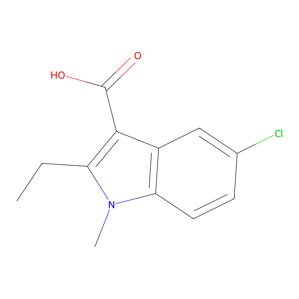 5-Chloro-2-ethyl-1-methyl-1H-indole-3-carboxylic acid molecular structure, CAS 1784796-04-8