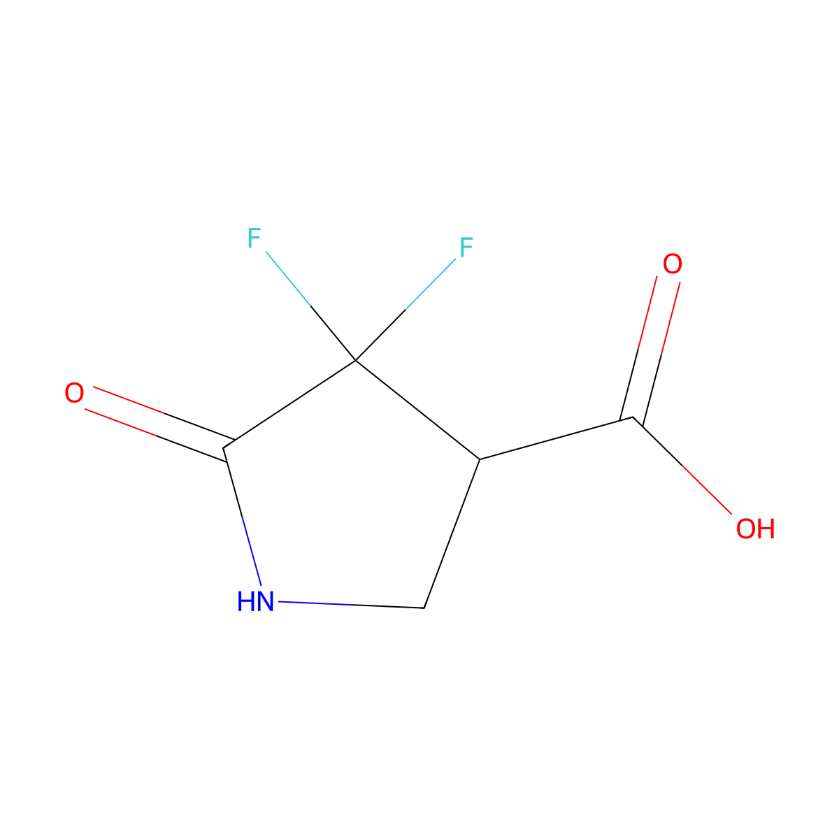 4,4-Difluoro-5-oxopyrrolidine-3-carboxylic acid molecular structure, CAS 1784824-78-7