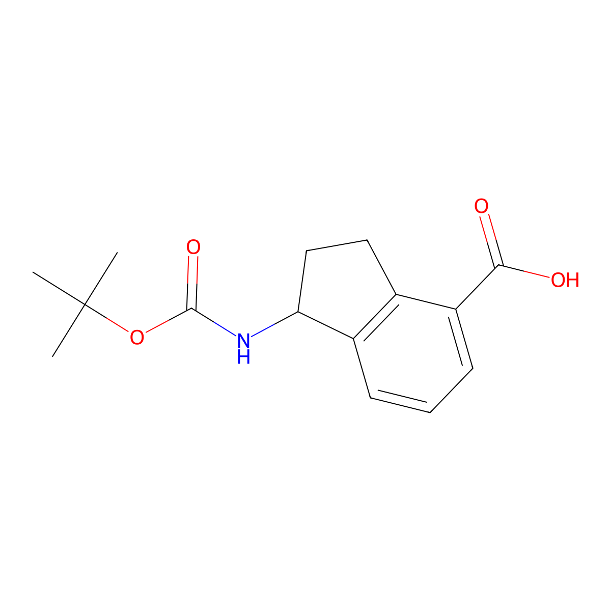 1-{[(tert-butoxy)carbonyl]amino}-2,3-dihydro-1H-indene-4-carboxylic acid molecular structure, CAS 1784830-43-8