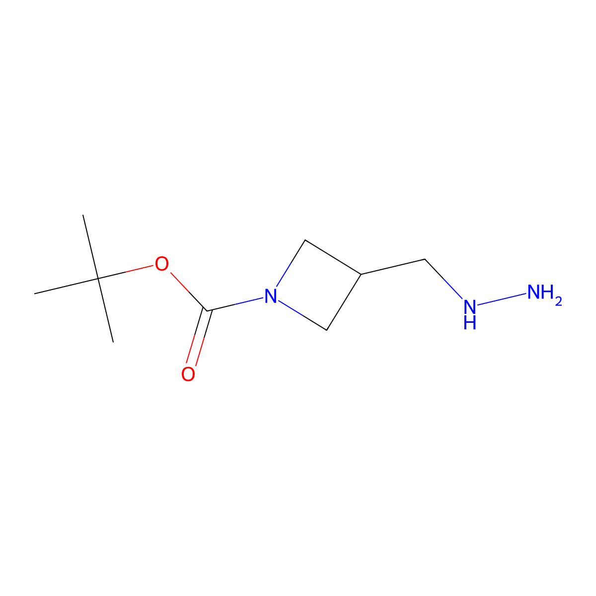 Tert-butyl 3-(hydrazinylmethyl)azetidine-1-carboxylate molecular structure, CAS 1784837-46-2