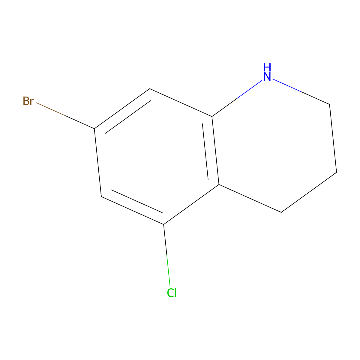 7-Bromo-5-chloro-1,2,3,4-tetrahydroquinoline molecular structure, CAS 1784838-84-1