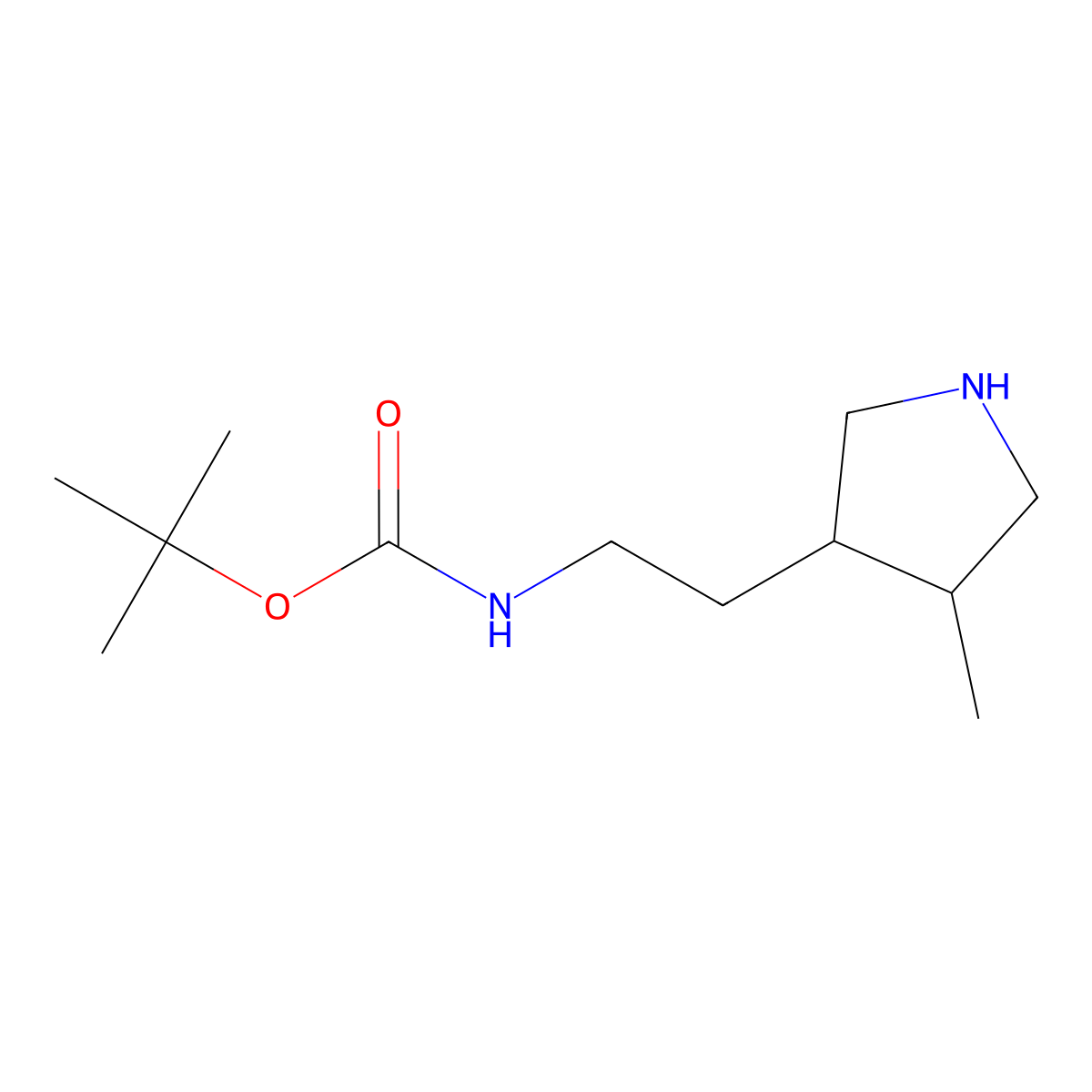 tert-butyl N-[2-(4-methylpyrrolidin-3-yl)ethyl]carbamate molecular structure, CAS 1784839-81-1