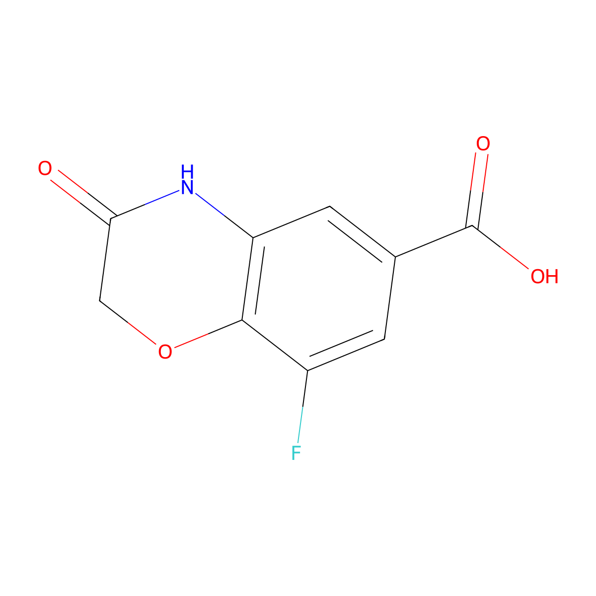 8-fluoro-3-oxo-3,4-dihydro-2H-1,4-benzoxazine-6-carboxylic acid molecular structure, CAS 1784841-56-0