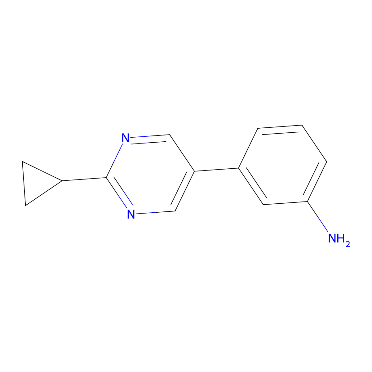 3-(2-cyclopropyl-5-pyrimidinyl)Benzenamine molecular structure, CAS 1784842-24-5