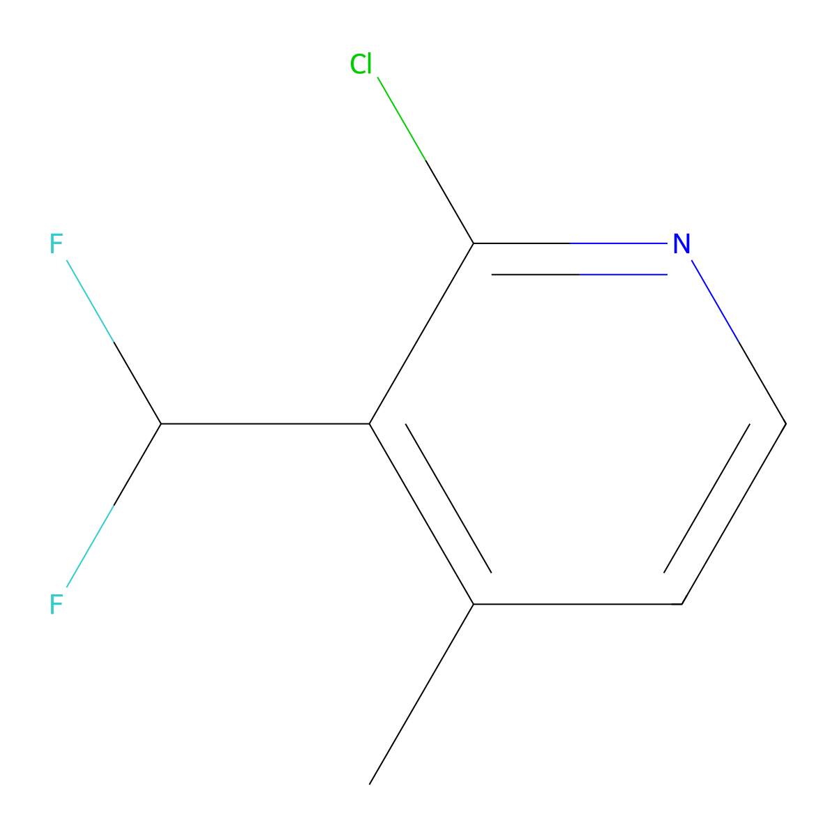2-Chloro-3-(difluoromethyl)-4-methylpyridine molecular structure, CAS 1784846-69-0