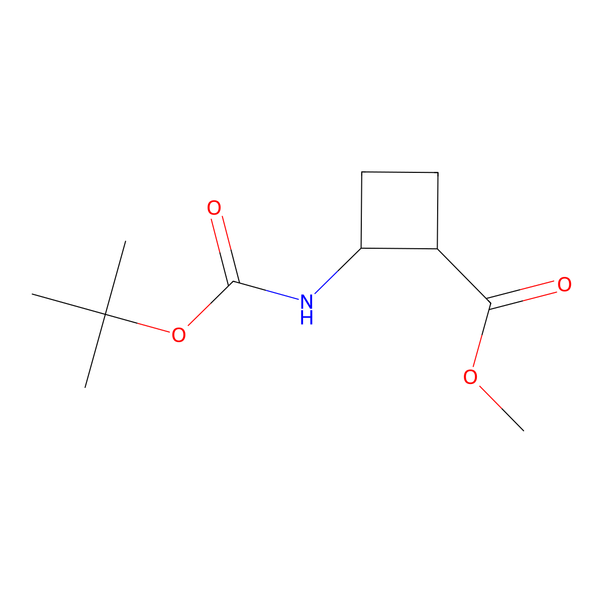 Methyl 2-((tert-butoxycarbonyl)amino)cyclobutane-1-carboxylate molecular structure, CAS 1784848-83-4