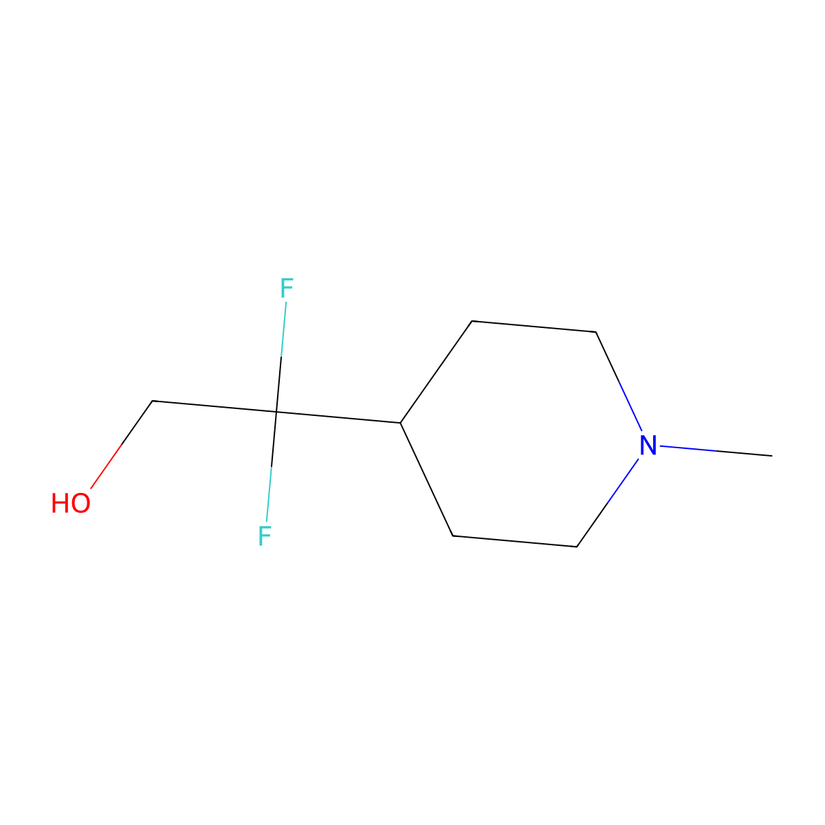 2,2-Difluoro-2-(1-methylpiperidin-4-yl)ethan-1-ol molecular structure, CAS 1784857-38-0