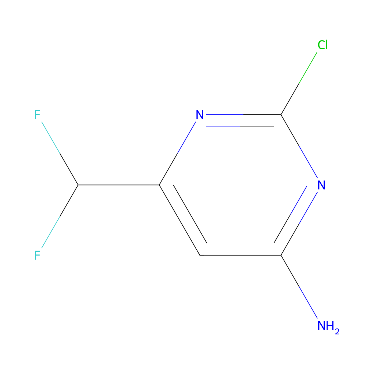 2-Chloro-6-(difluoromethyl)pyrimidin-4-amine molecular structure, CAS 1784860-21-4