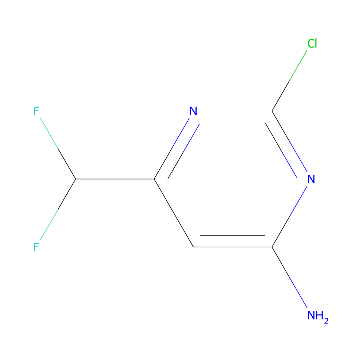 2-Chloro-6-(difluoromethyl)pyrimidin-4-amine molecular structure, CAS 1784860-21-4