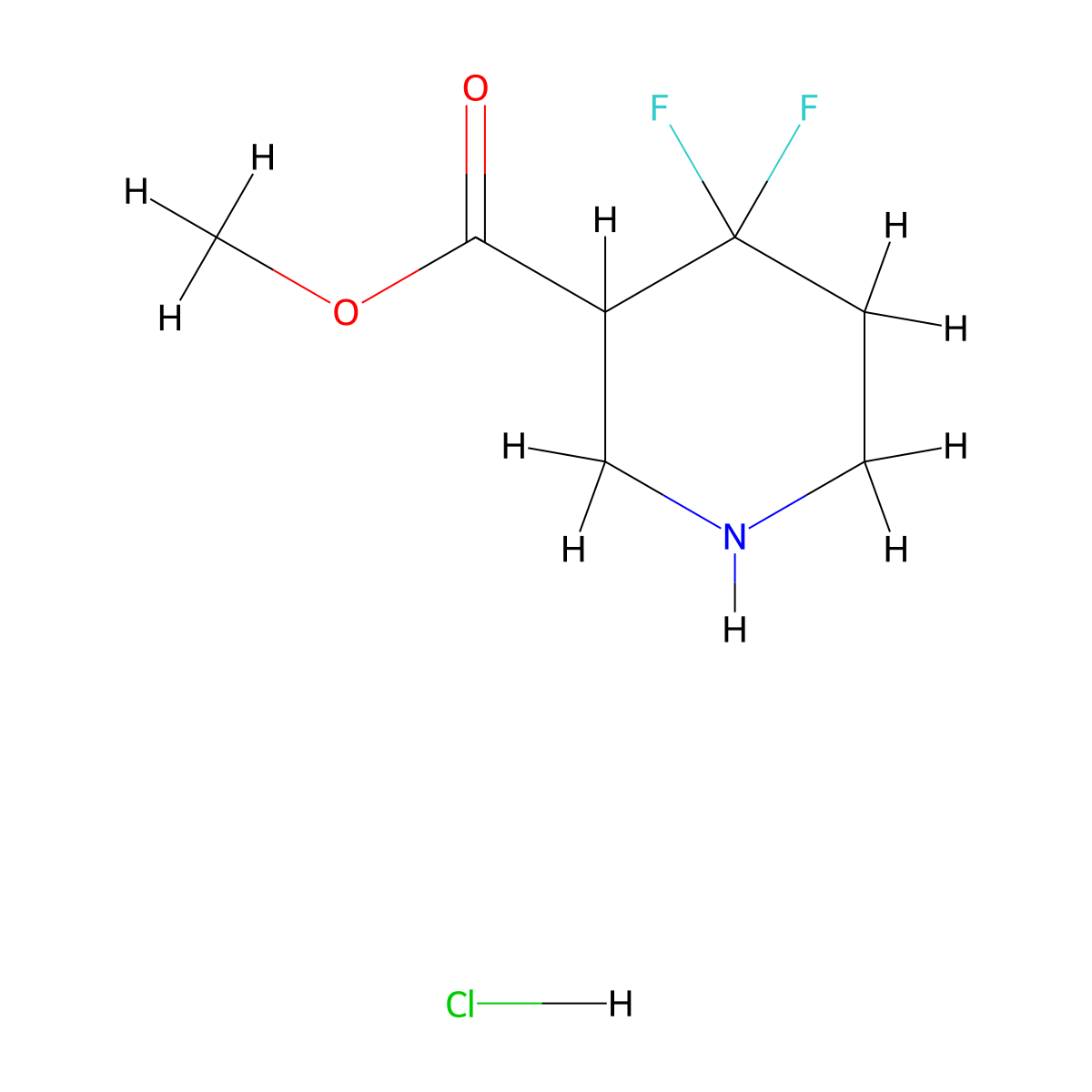 Methyl 4,4-difluoropiperidine-3-carboxylate hydrochloride molecular structure, CAS 1784863-98-4