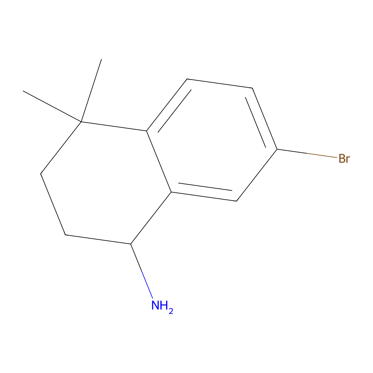 7-Bromo-4,4-dimethyl-1,2,3,4-tetrahydronaphthalen-1-amine molecular structure, CAS 1784868-32-1