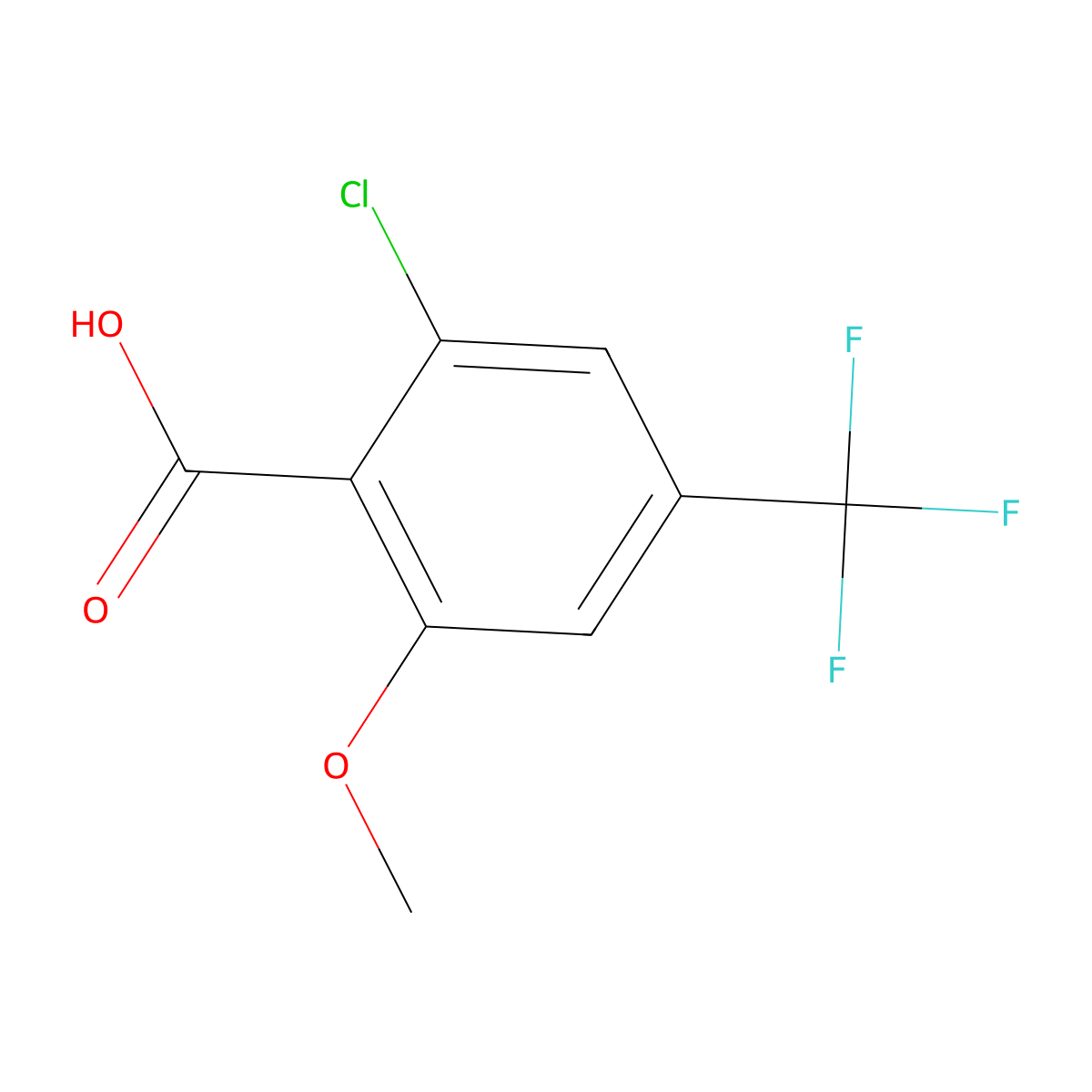 Benzoic acid, 2-chloro-6-methoxy-4-(trifluoromethyl)- molecular structure, CAS 1784872-30-5