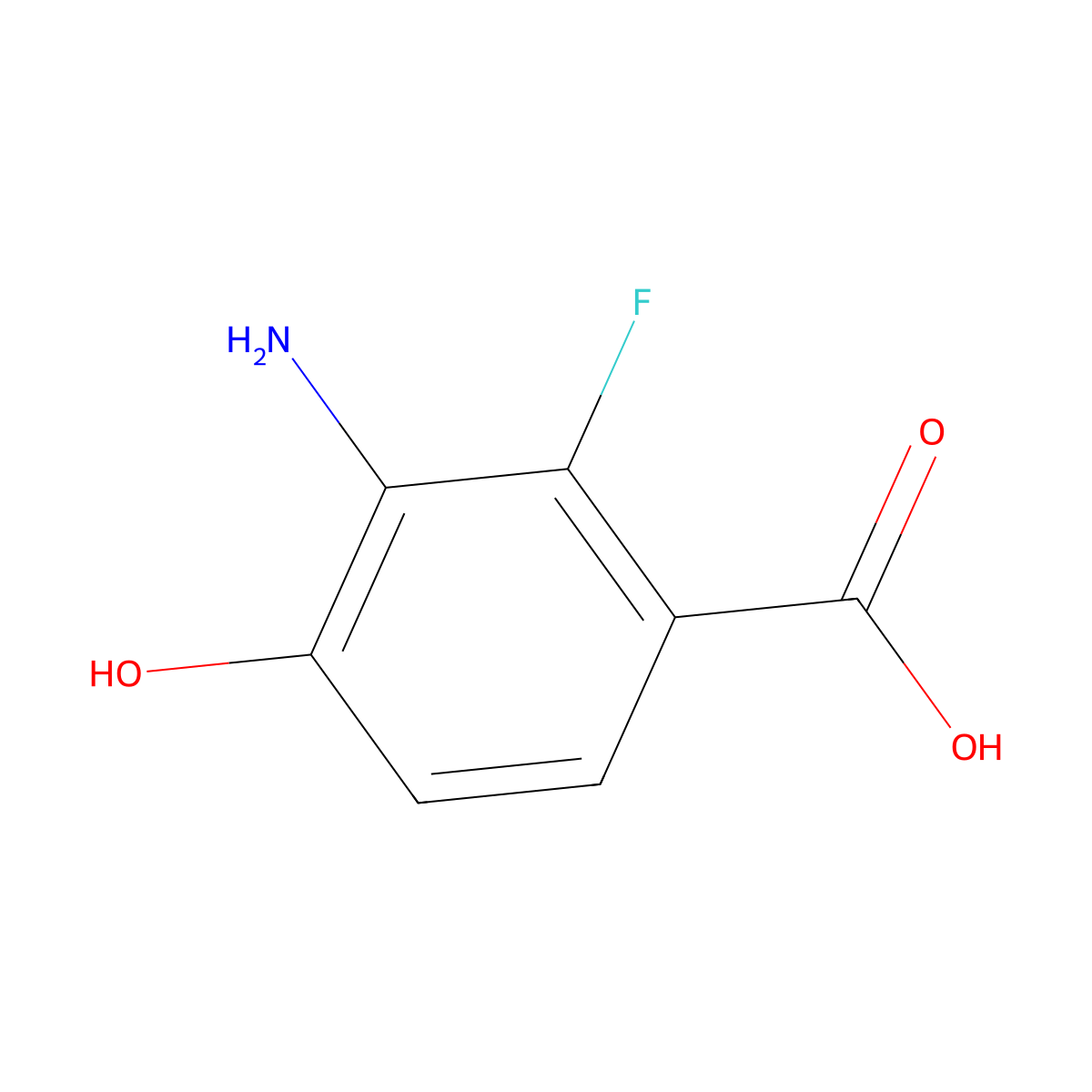 3-Amino-2-fluoro-4-hydroxybenzoic acid molecular structure, CAS 1784881-62-4