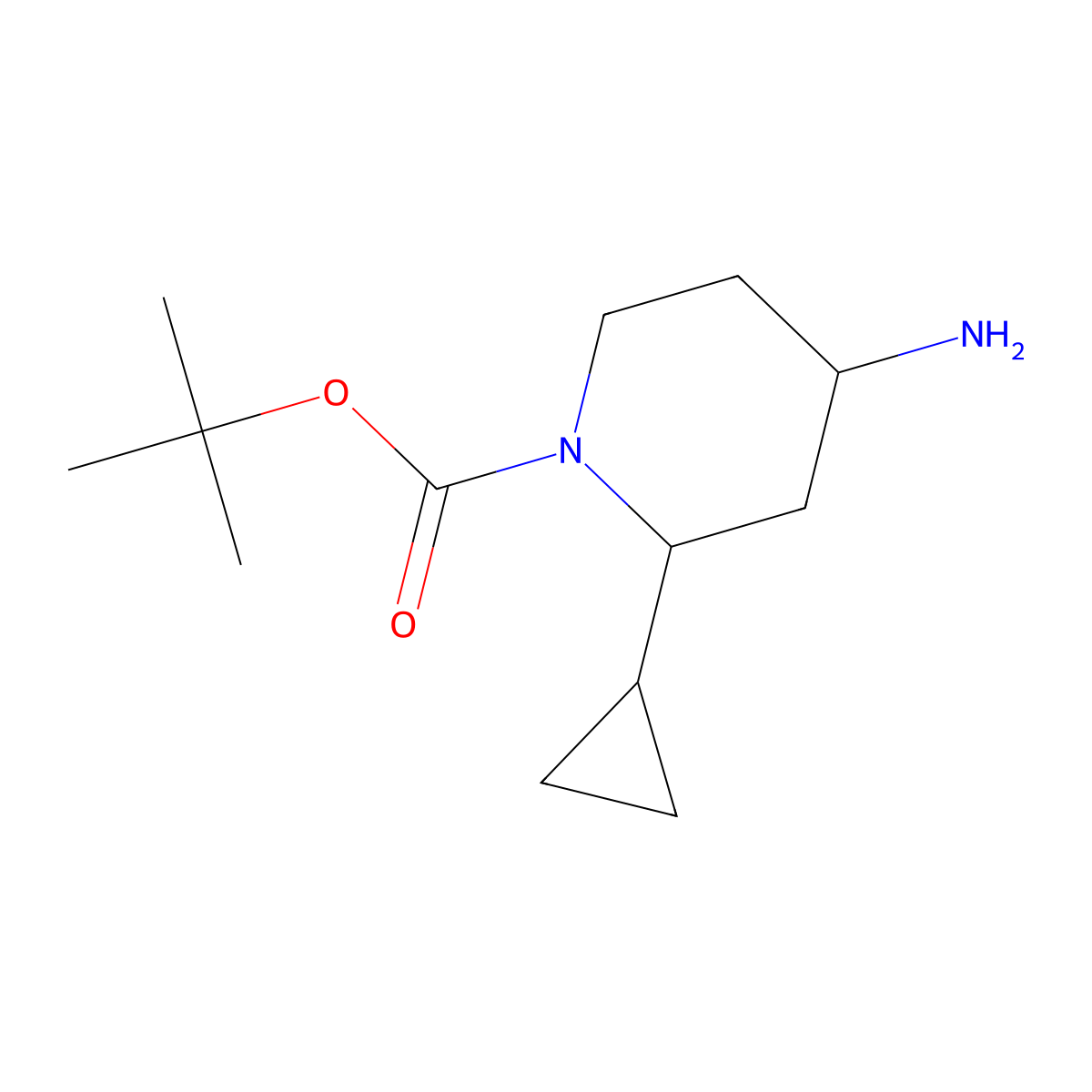 Tert-butyl 4-amino-2-cyclopropylpiperidine-1-carboxylate molecular structure, CAS 1784890-76-1