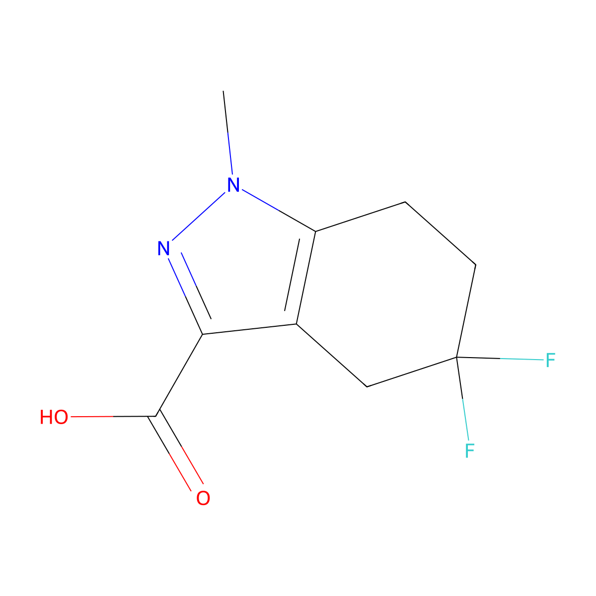 5,5-Difluoro-1-methyl-4,5,6,7-tetrahydro-1H-indazole-3-carboxylic acid molecular structure, CAS 1784893-60-2