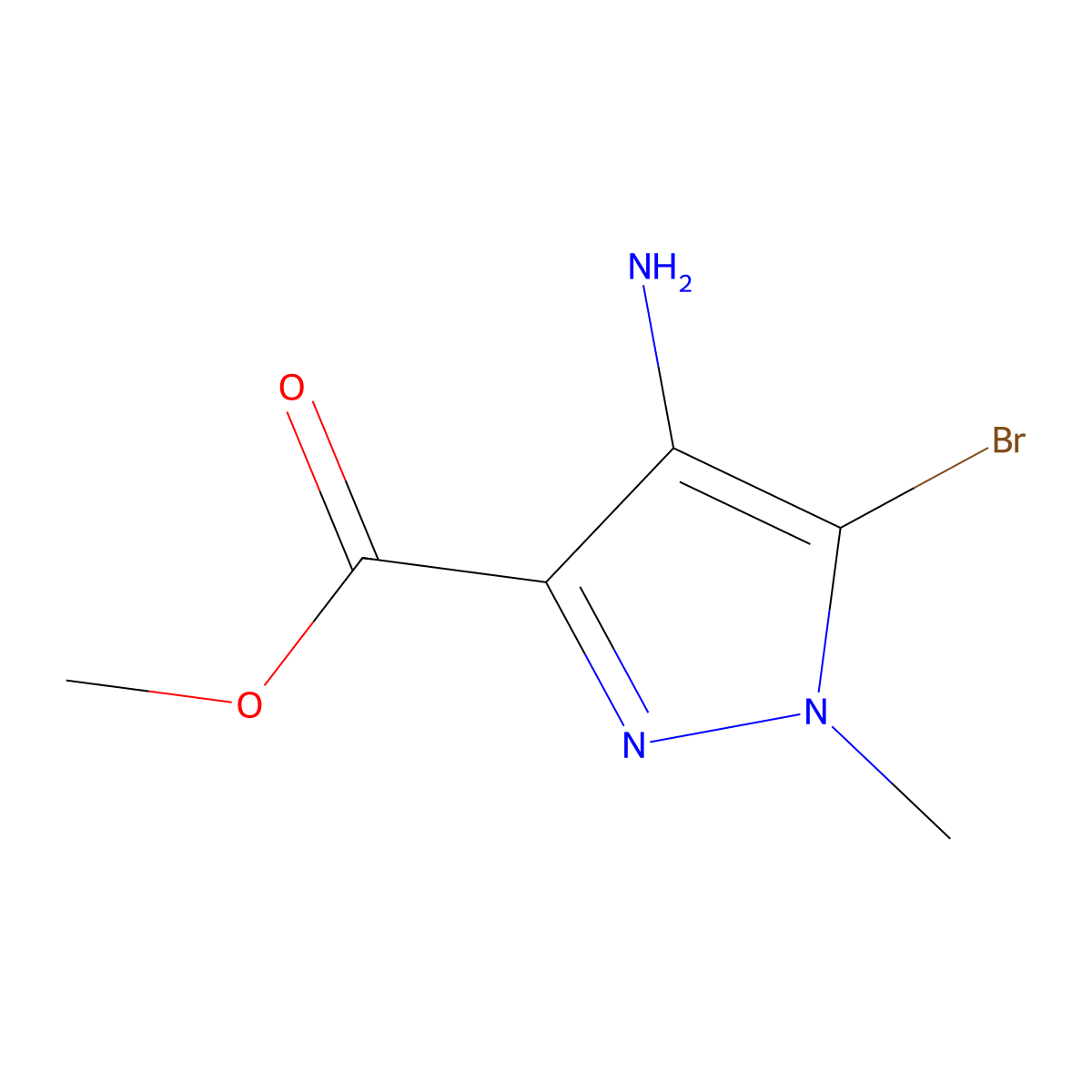 methyl 4-amino-5-bromo-1-methyl-1H-pyrazole-3-carboxylate molecular structure, CAS 1784898-10-7