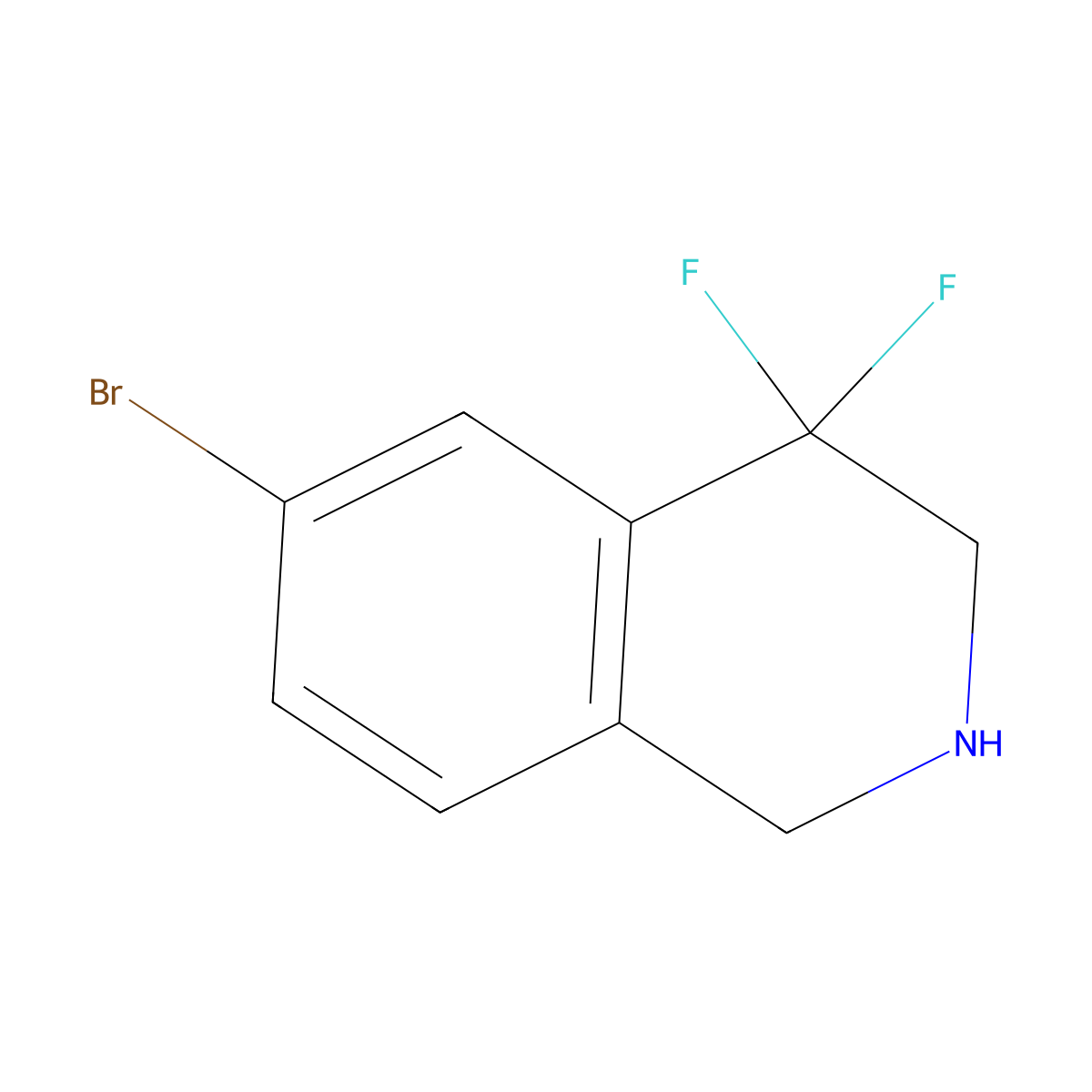 6-Bromo-4,4-difluoro-1,2,3,4-tetrahydroisoquinoline molecular structure, CAS 1784898-82-3