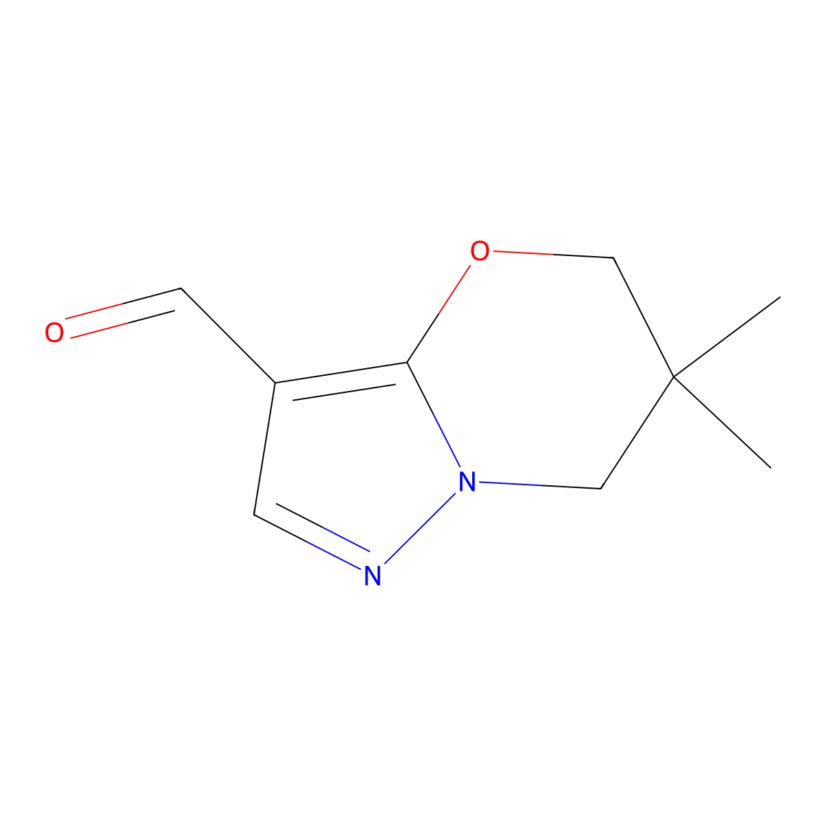 6,6-dimethyl-5H,6H,7H-pyrazolo[3,2-b][1,3]oxazine-3-carbaldehyde molecular structure, CAS 1784899-80-4