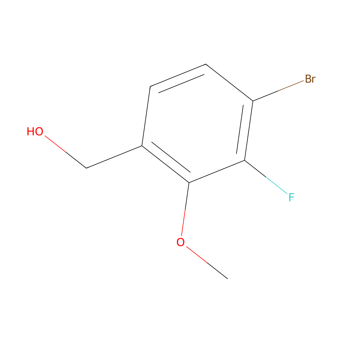 (4-Bromo-3-fluoro-2-methoxyphenyl)methanol molecular structure, CAS 1784901-01-4