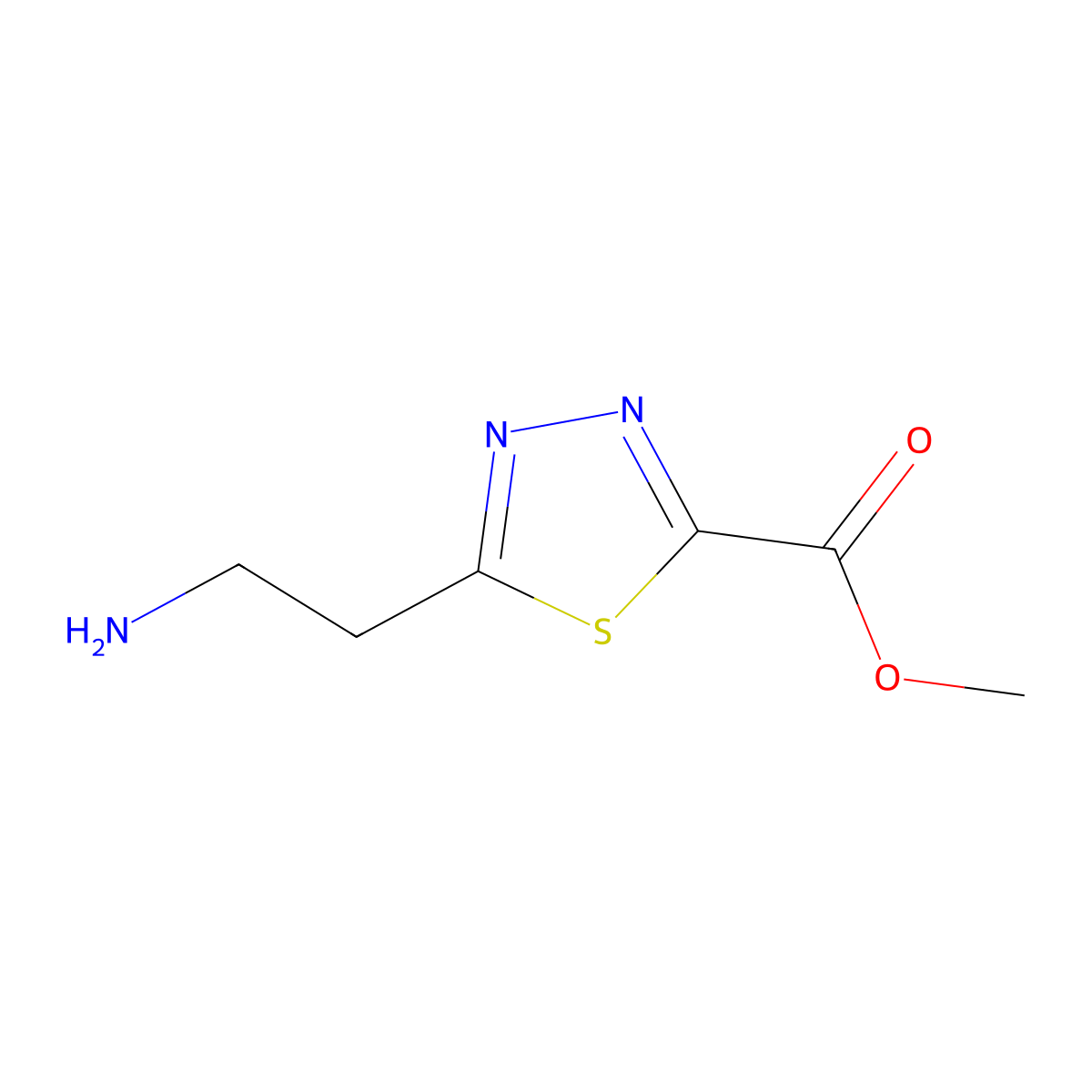 Methyl 5-(2-aminoethyl)-1,3,4-thiadiazole-2-carboxylate molecular structure, CAS 1784906-64-4