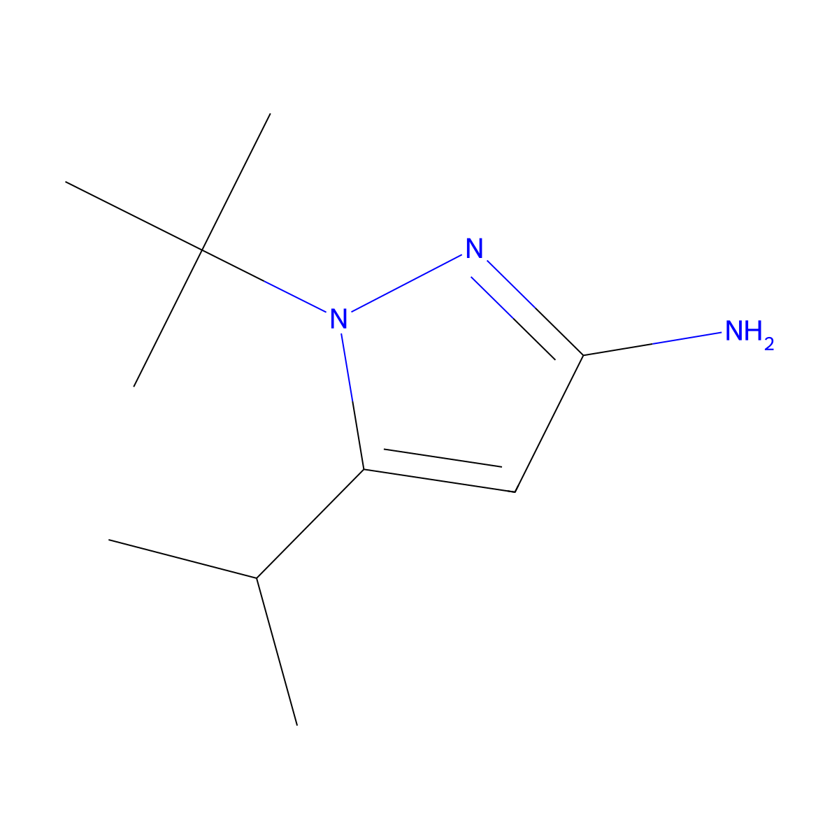 1-tert-butyl-5-(propan-2-yl)-1H-pyrazol-3-amine molecular structure, CAS 1784922-73-1