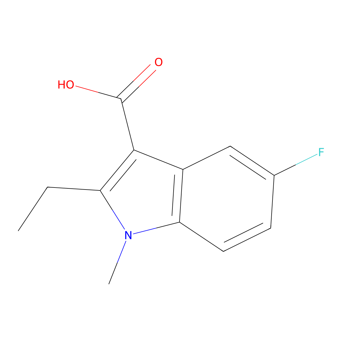 2-Ethyl-5-fluoro-1-methyl-1H-indole-3-carboxylic acid molecular structure, CAS 1784925-35-4