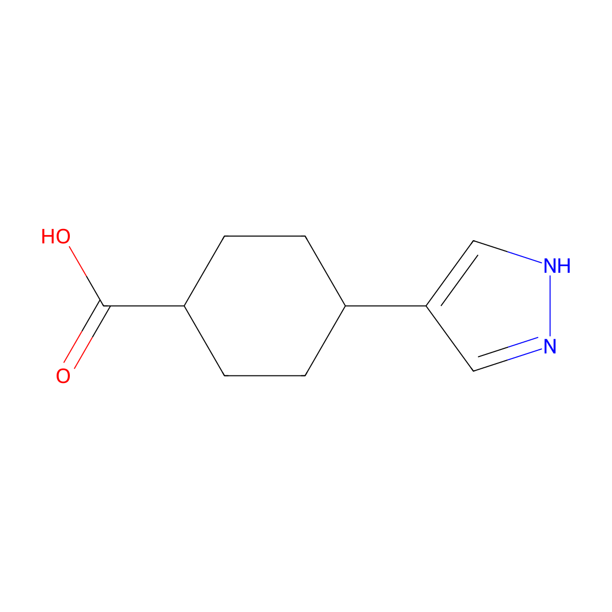4-(1H-pyrazol-4-yl)cyclohexane-1-carboxylic acid molecular structure, CAS 1784933-94-3