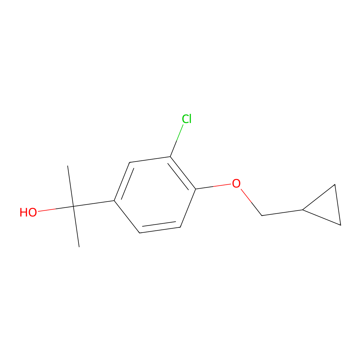 3-Chloro-4-(cyclopropylmethoxy)-alpha,alpha-dimethylbenZenemethanol molecular structure, CAS 1784941-01-0
