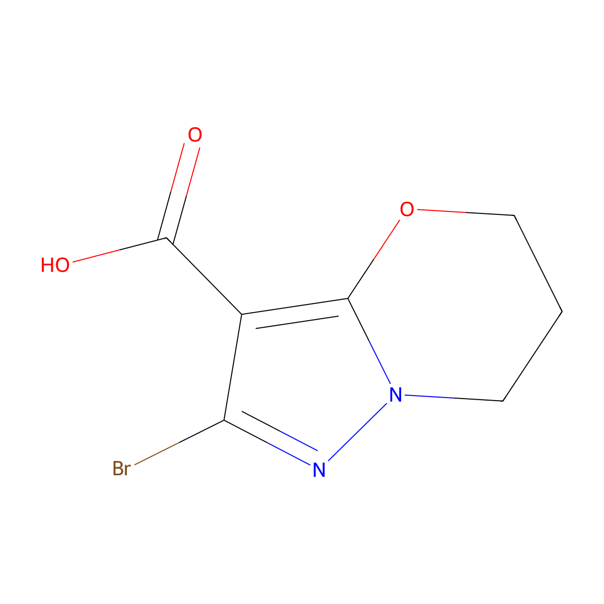 2-bromo-5H,6H,7H-pyrazolo[3,2-b][1,3]oxazine-3-carboxylic acid molecular structure, CAS 1784955-25-4