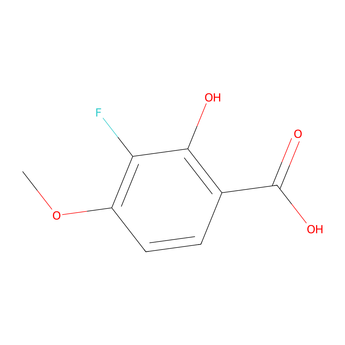 3-Fluoro-2-hydroxy-4-methoxybenzoic acid molecular structure, CAS 1784962-35-1