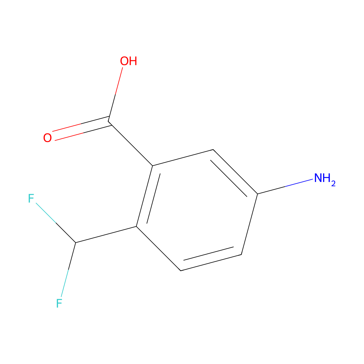 5-Amino-2-(difluoromethyl)benzoic acid molecular structure, CAS 1784963-00-3